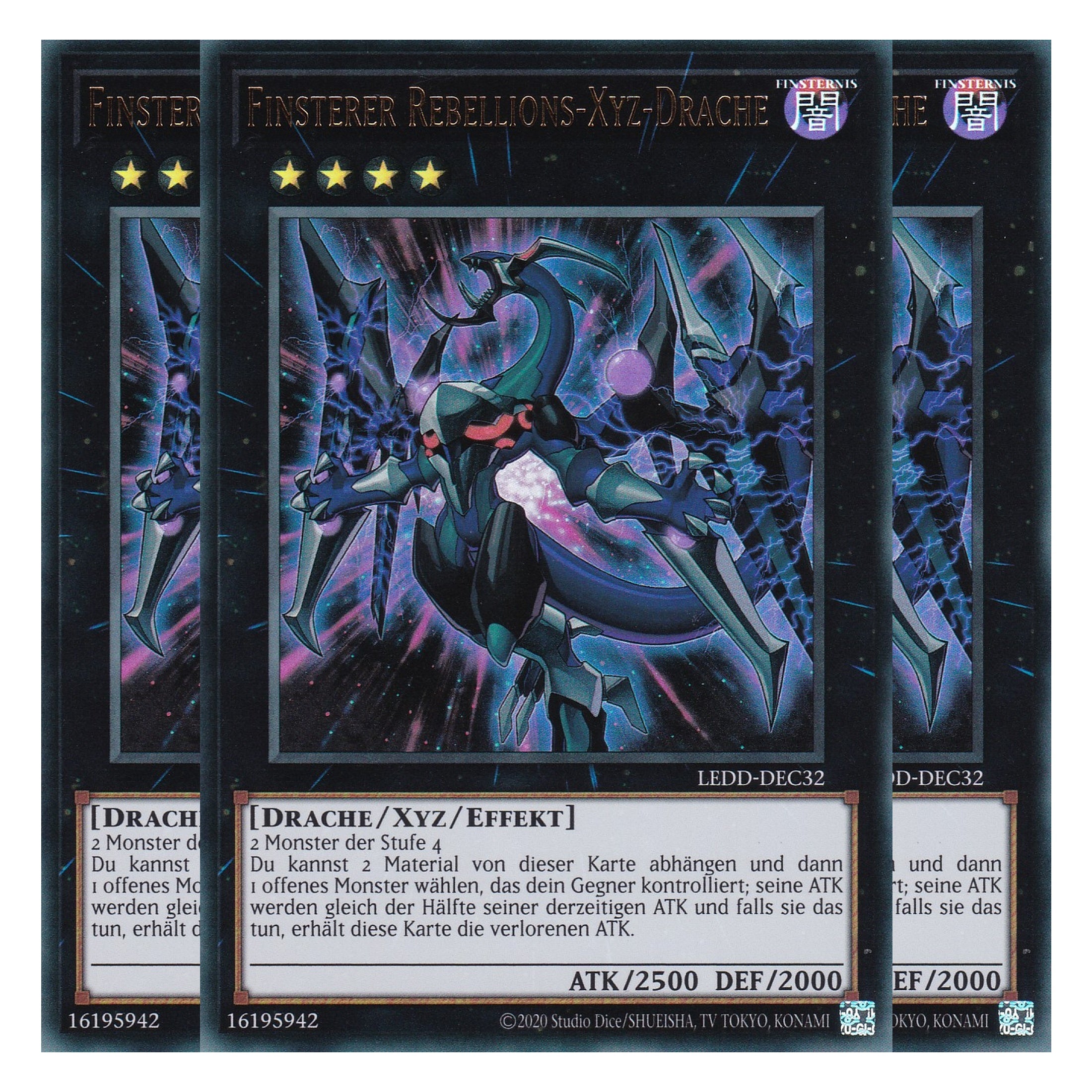 Finsterer Rebellions-Xyz-Drache - LEDD-DEC32 - Ultra Rare - Deutsch - 1. Auflage  - Legendary Dragon Decks - Yu-Gi-Oh! - Playset (3 Kopien)