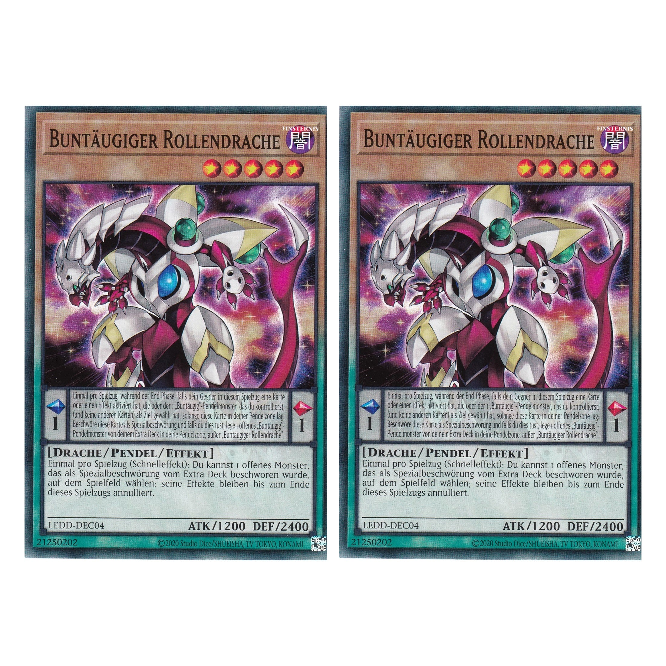 Buntäugiger Rollendrache - LEDD-DEC04 - Common - Deutsch - 1. Auflage  - Legendary Dragon Decks - Yu-Gi-Oh! - Duo Set (2 Stück)