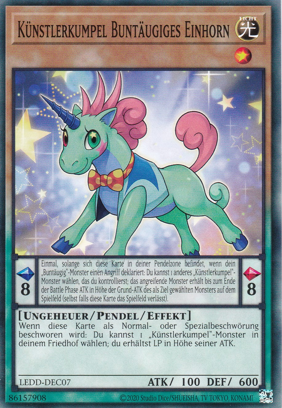 Künstlerkumpel Buntäugiges Einhorn - LEDD-DEC07 - Common - Deutsch - Unlimitierte Auflage - Legendary Dragon Decks