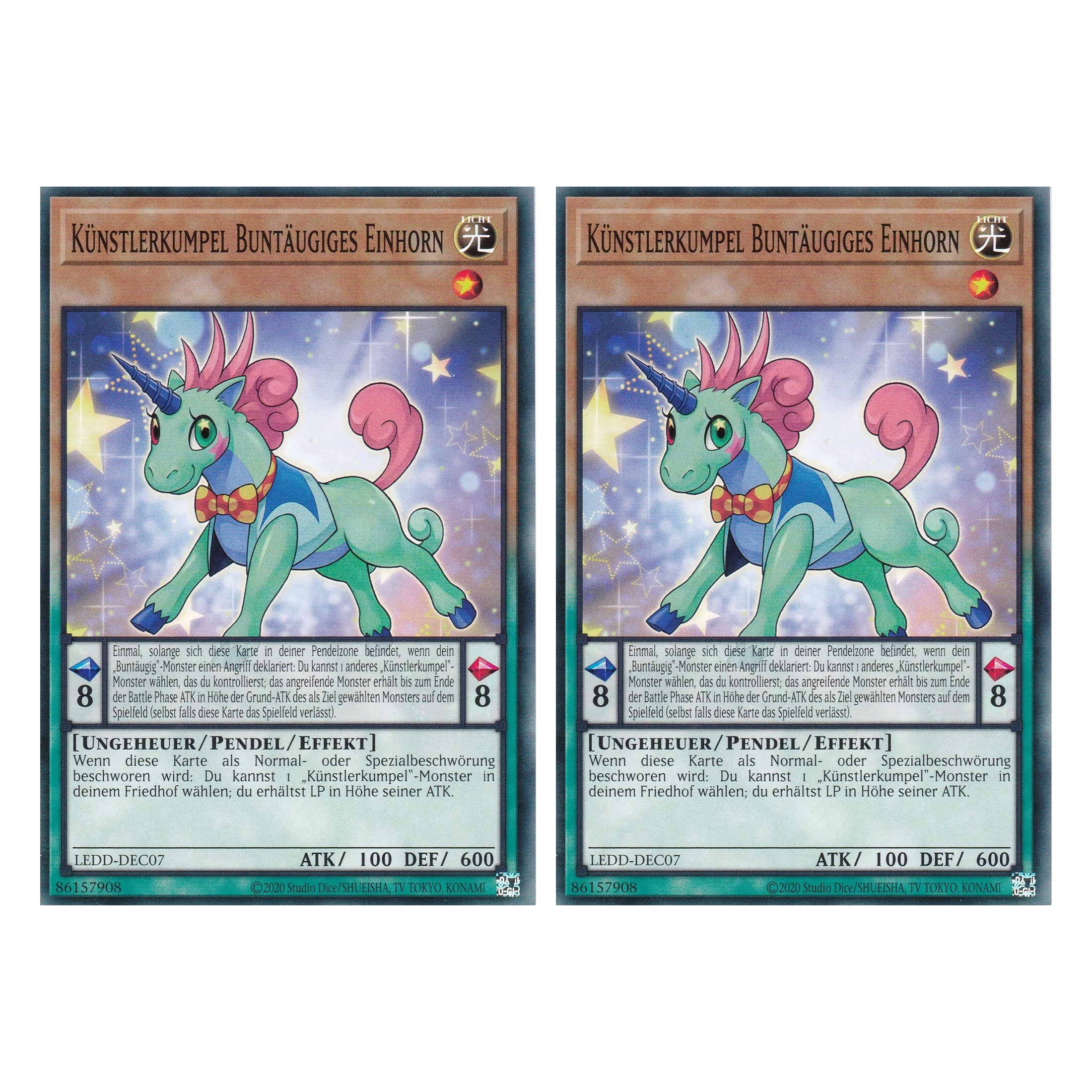 Künstlerkumpel Buntäugiges Einhorn - LEDD-DEC07 - Common - Deutsch - 1. Auflage  - Legendary Dragon Decks - Yu-Gi-Oh! - Duo Set (2 Stück)