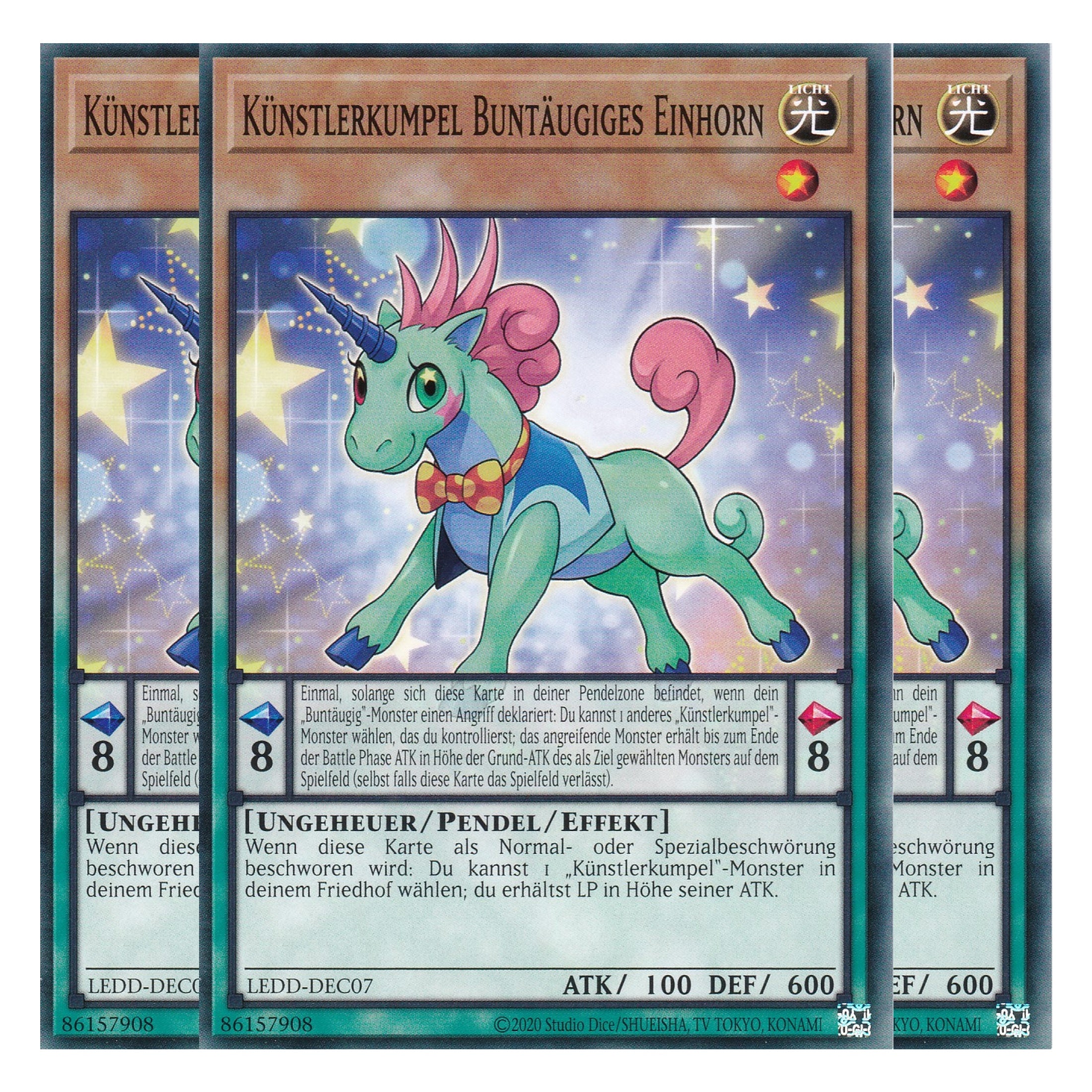 Künstlerkumpel Buntäugiges Einhorn - LEDD-DEC07 - Common - Deutsch - 1. Auflage  - Legendary Dragon Decks - Yu-Gi-Oh! - Playset (3 Kopien)