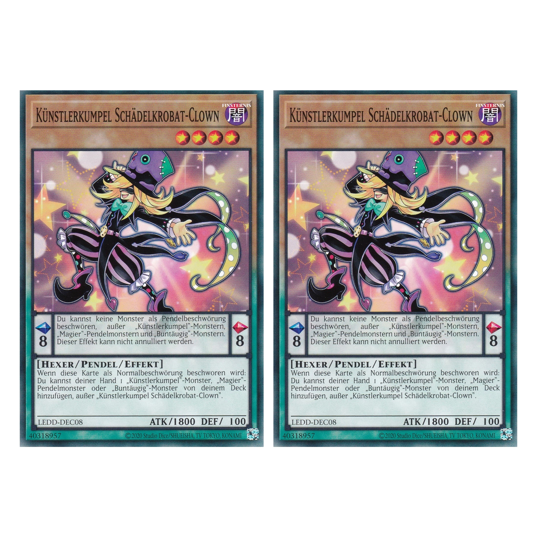 Künstlerkumpel Schädelkrobat-Clown - LEDD-DEC08 - Common - Deutsch - 1. Auflage  - Legendary Dragon Decks - Yu-Gi-Oh! - Duo Set (2 Stück)