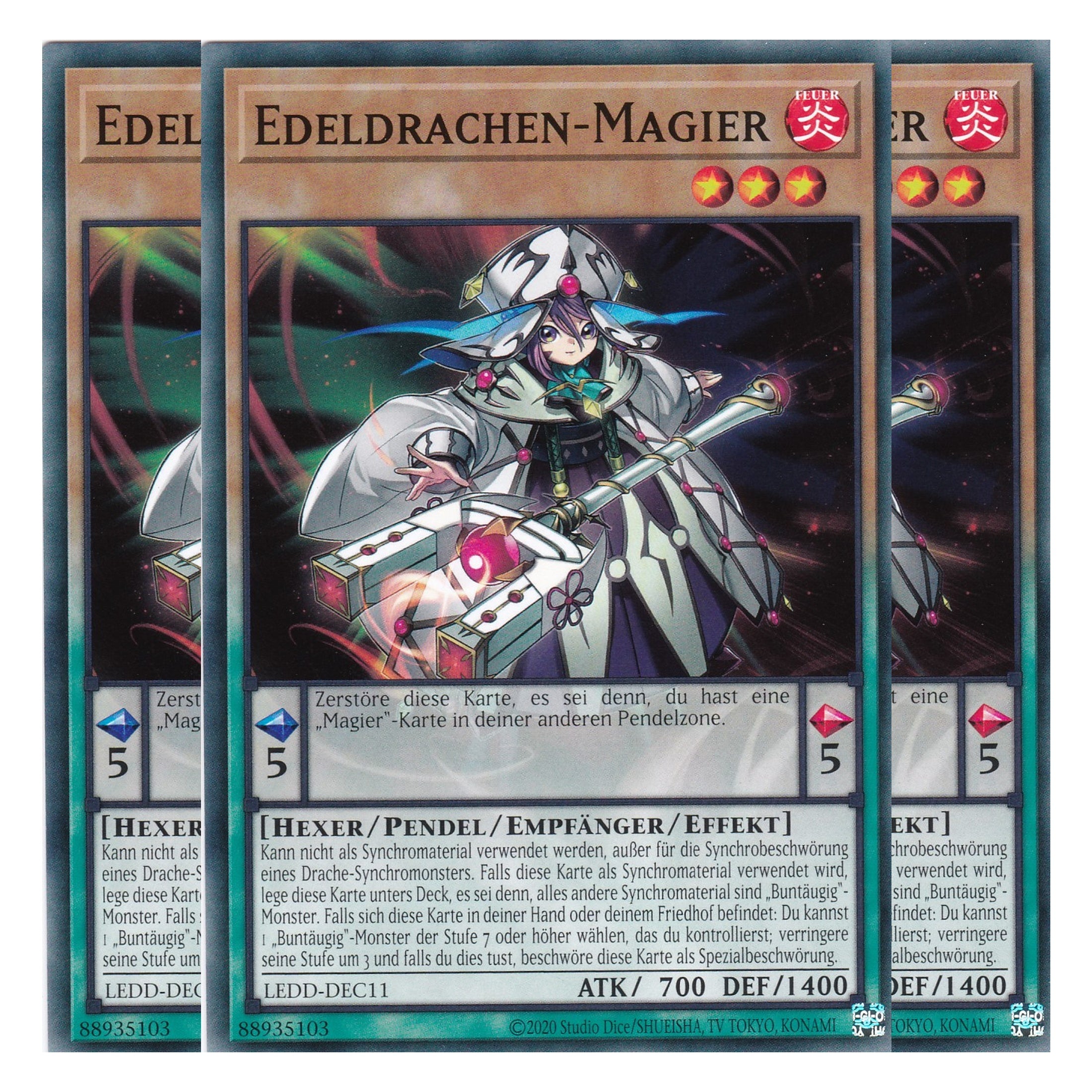 Edeldrachen-Magier - LEDD-DEC11 - Common - Deutsch - 1. Auflage  - Legendary Dragon Decks - Yu-Gi-Oh! - Playset (3 Kopien)