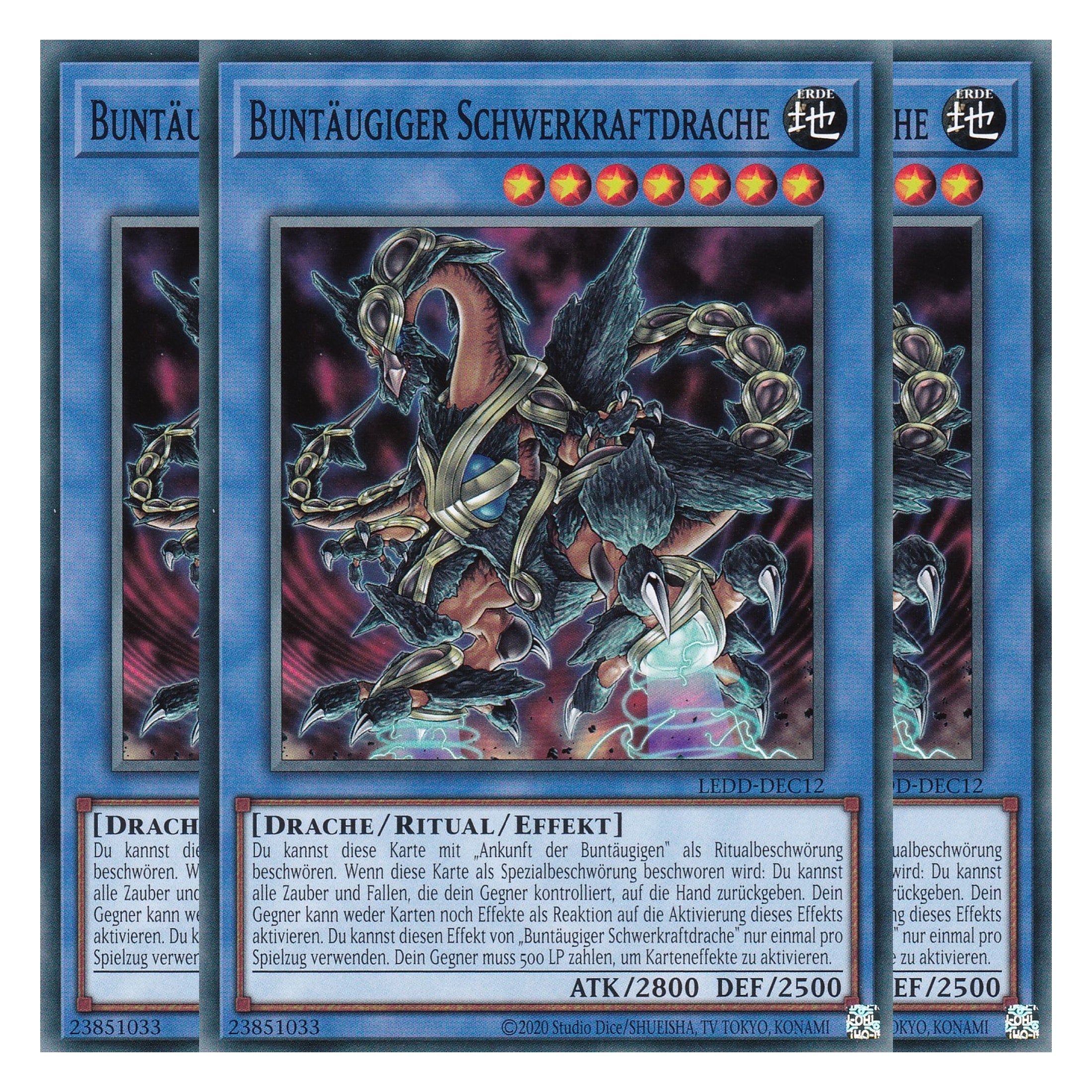 Buntäugiger Schwerkraftdrache - LEDD-DEC12 - Common - Deutsch - 1. Auflage  - Legendary Dragon Decks - Yu-Gi-Oh! - Playset (3 Kopien)
