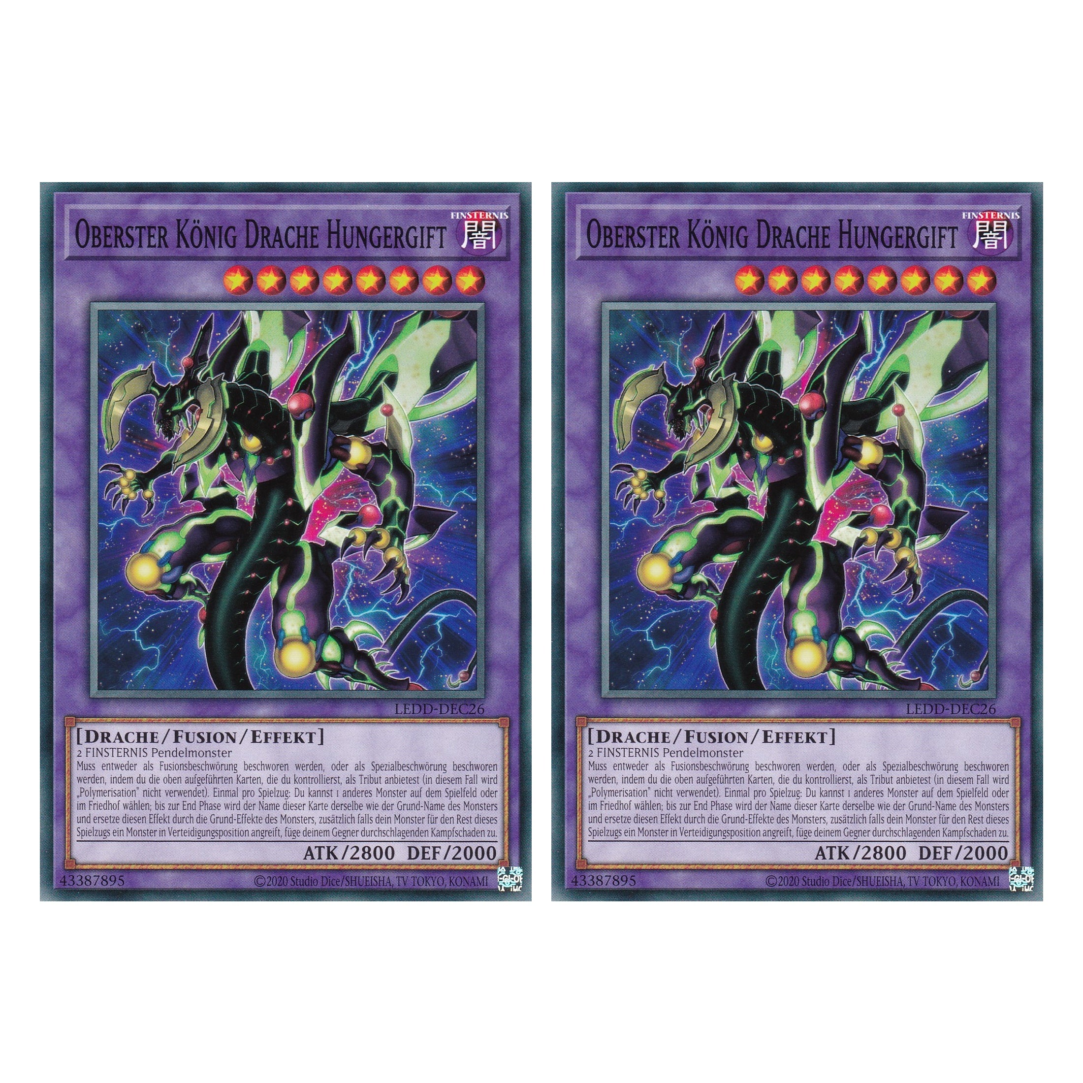 Oberster König Drache Hungergift - LEDD-DEC26 - Common - Deutsch - 1. Auflage  - Legendary Dragon Decks - Yu-Gi-Oh! - Duo Set (2 Stück)