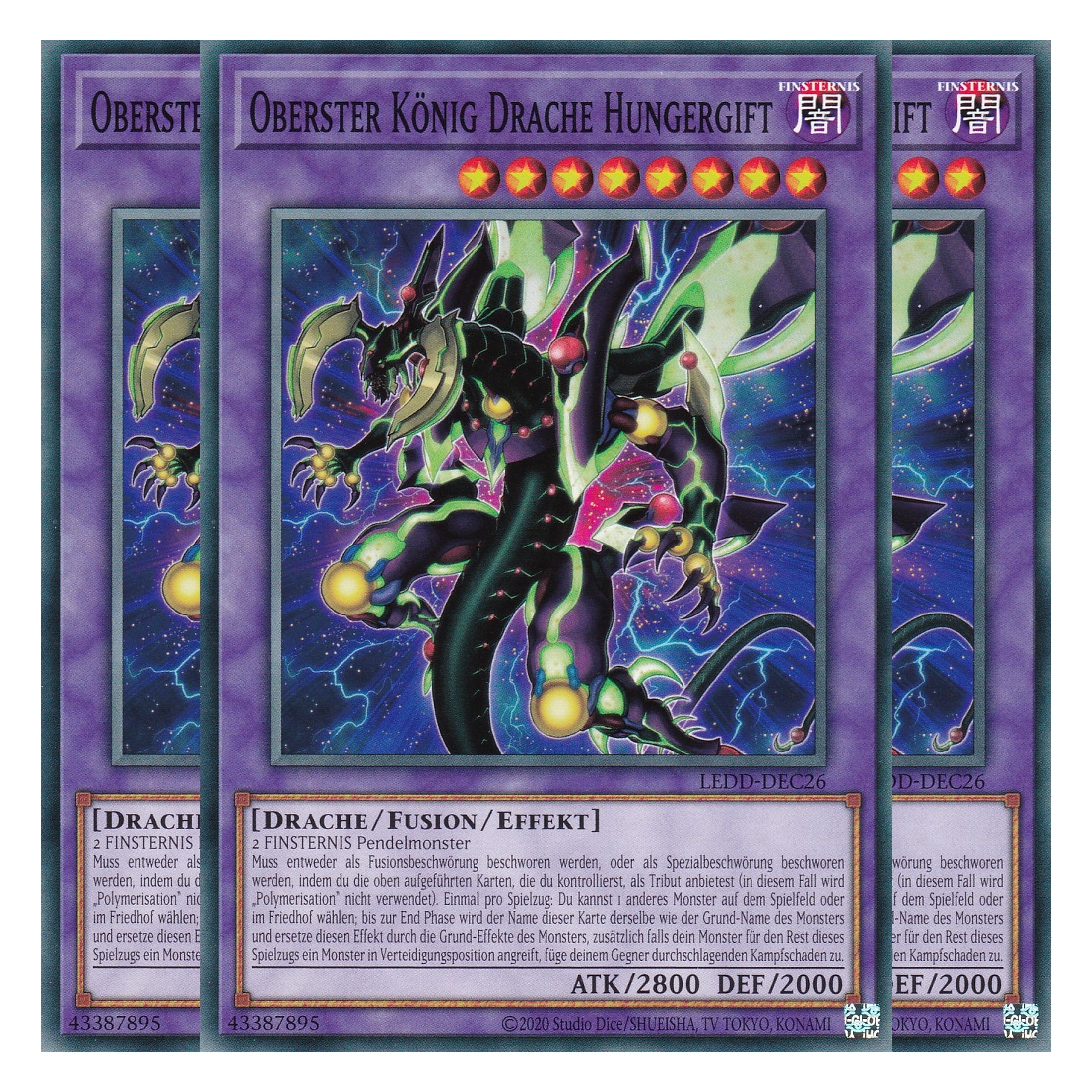 Hungergift-Fusionsdrache - LEDD-DEC25 - Ultra Rare - Deutsch - 1. Auflage  - Legendary Dragon Decks - Yu-Gi-Oh! - Playset (3 Kopien)