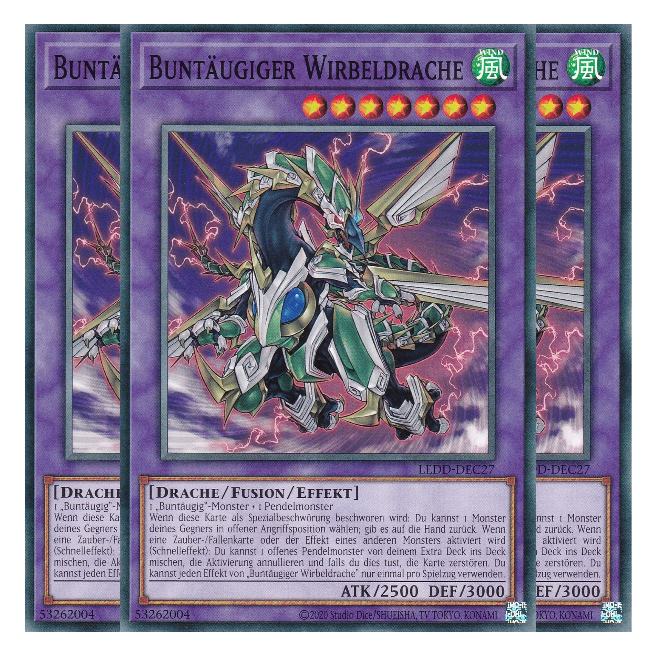 Buntäugiger Wirbeldrache - LEDD-DEC27 - Common - Deutsch - 1. Auflage  - Legendary Dragon Decks - Yu-Gi-Oh! - Playset (3 Kopien)