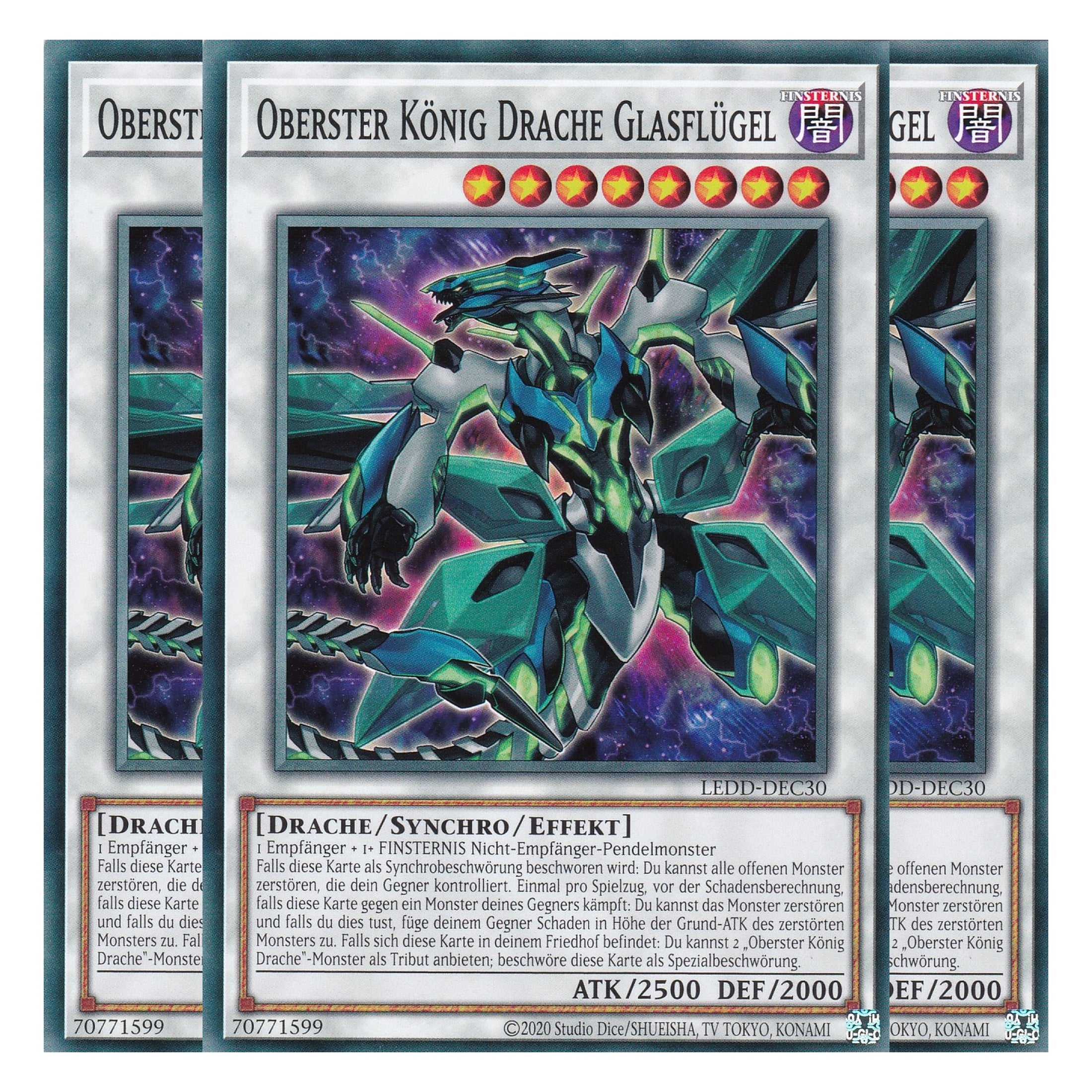 Oberster König Drache Glasflügel - LEDD-DEC30 - Common - Deutsch - 1. Auflage  - Legendary Dragon Decks - Yu-Gi-Oh! - Playset (3 Kopien)