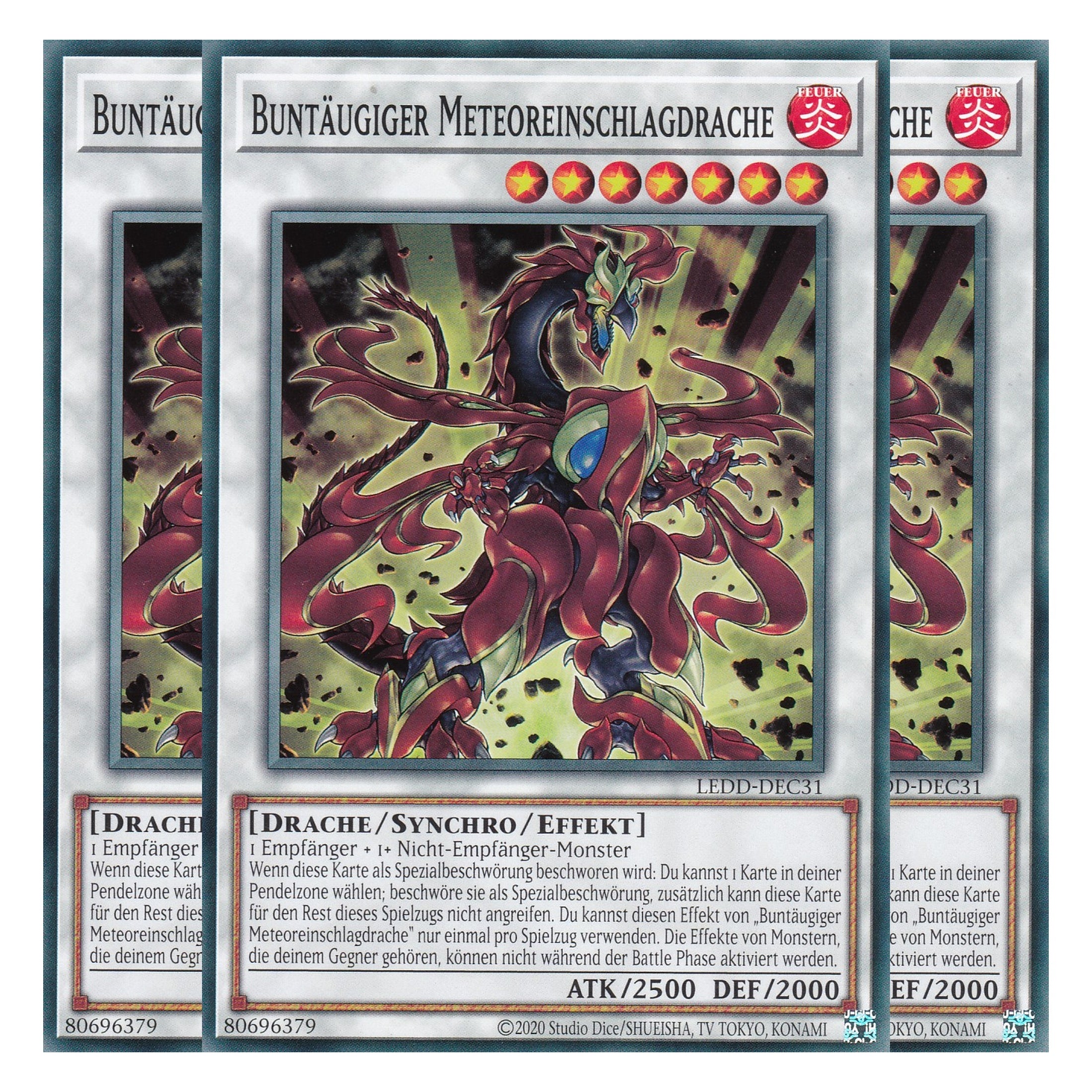 Buntäugiger Meteoreinschlagdrache - LEDD-DEC31 - Common - Deutsch - 1. Auflage  - Legendary Dragon Decks - Yu-Gi-Oh! - Playset (3 Kopien)