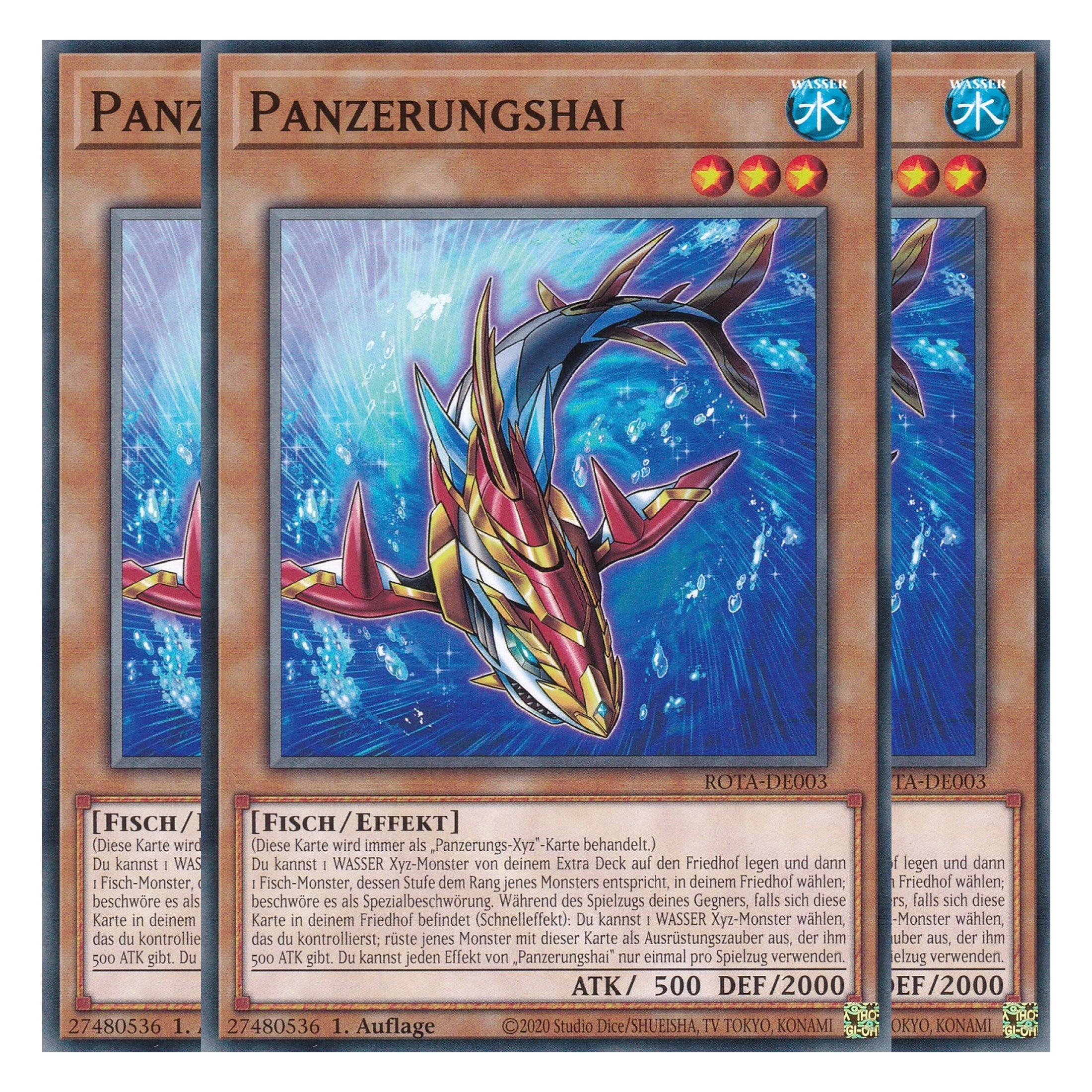 Panzerungshai - ROTA-DE003 - Common - Deutsch - 1. Auflage - Rage of the Abyss - Playset (3 Kopien) - Yu-Gi-Oh!