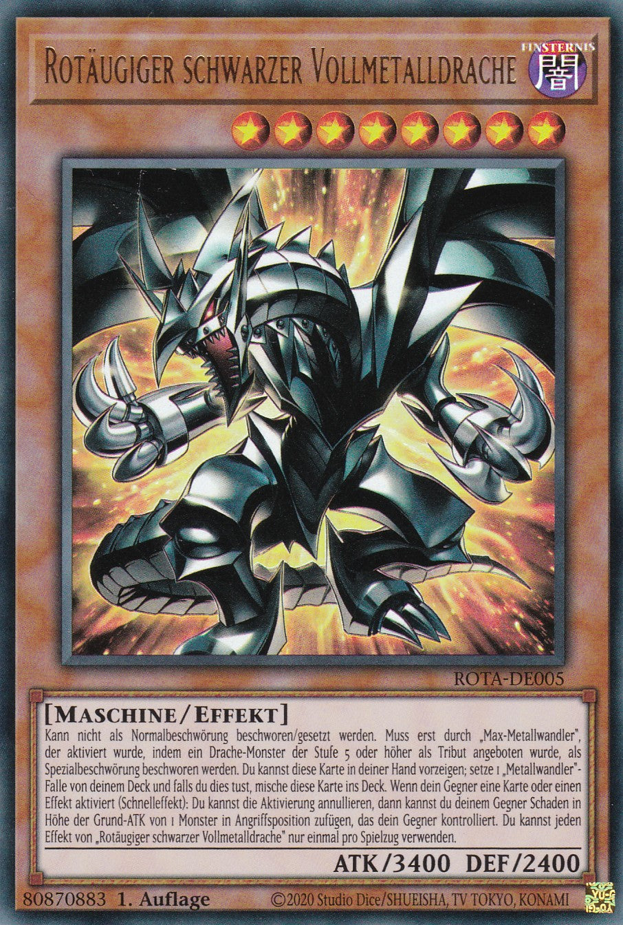 Rotäugiger schwarzer Vollmetalldrache - ROTA-DE005 - Ultra Rare - Deutsch - 1. Auflage - Rage of the Abyss