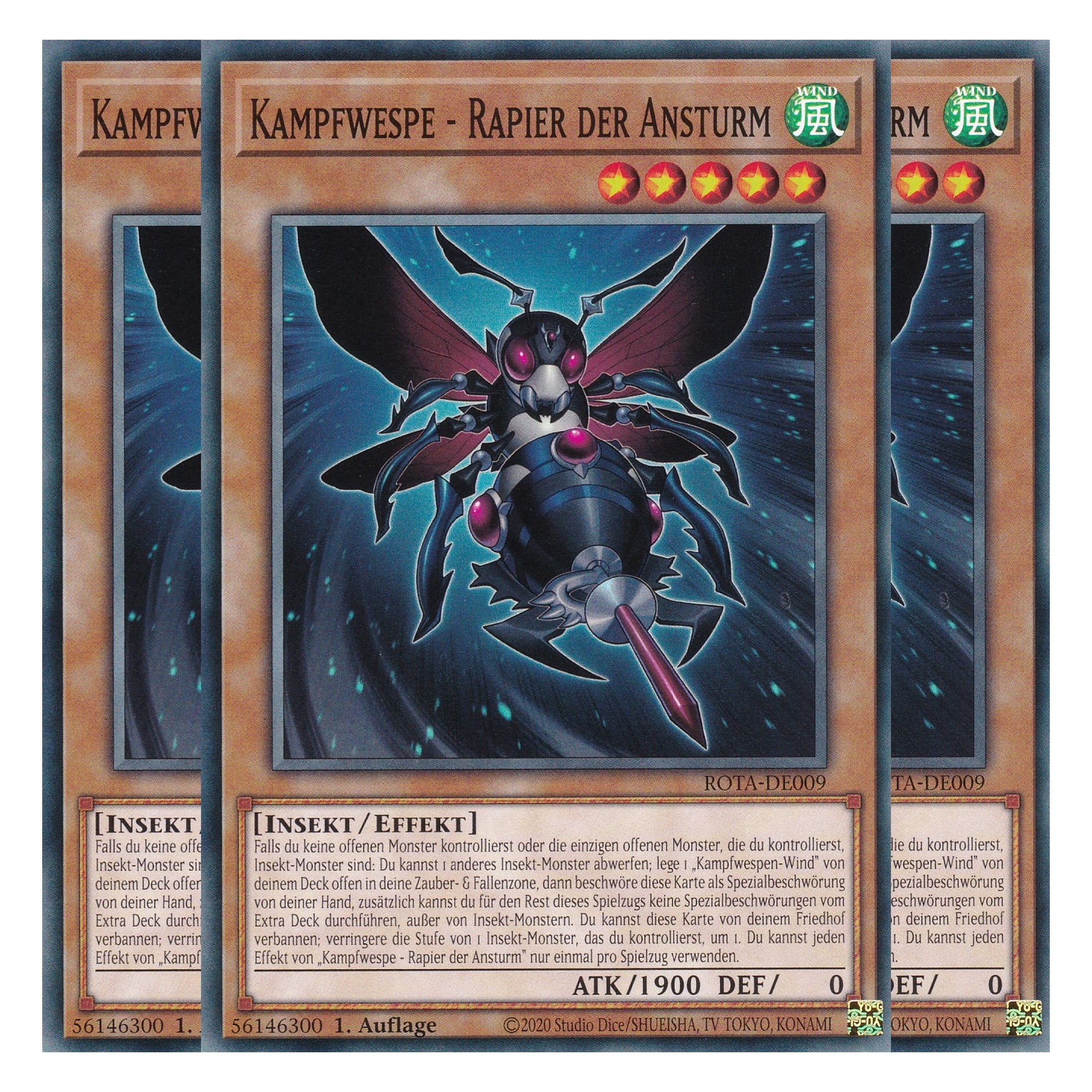Kampfwespe - Rapier der Ansturm - ROTA-DE009 - Common - Deutsch - 1. Auflage - Rage of the Abyss - Playset (3 Kopien) - Yu-Gi-Oh!