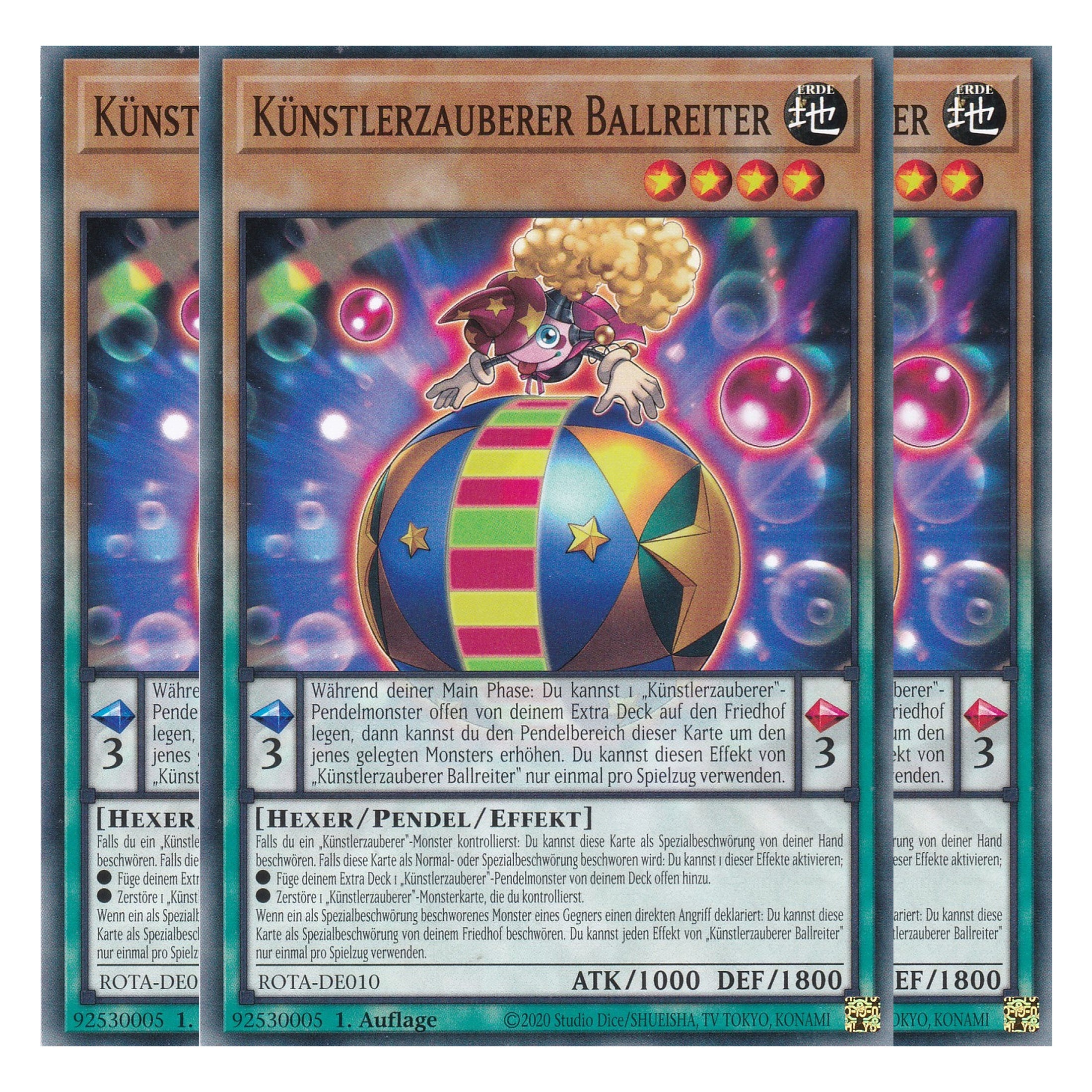 Künstlerzauberer Ballreiter - ROTA-DE010 - Common - Deutsch - 1. Auflage - Rage of the Abyss - Playset (3 Kopien) - Yu-Gi-Oh!