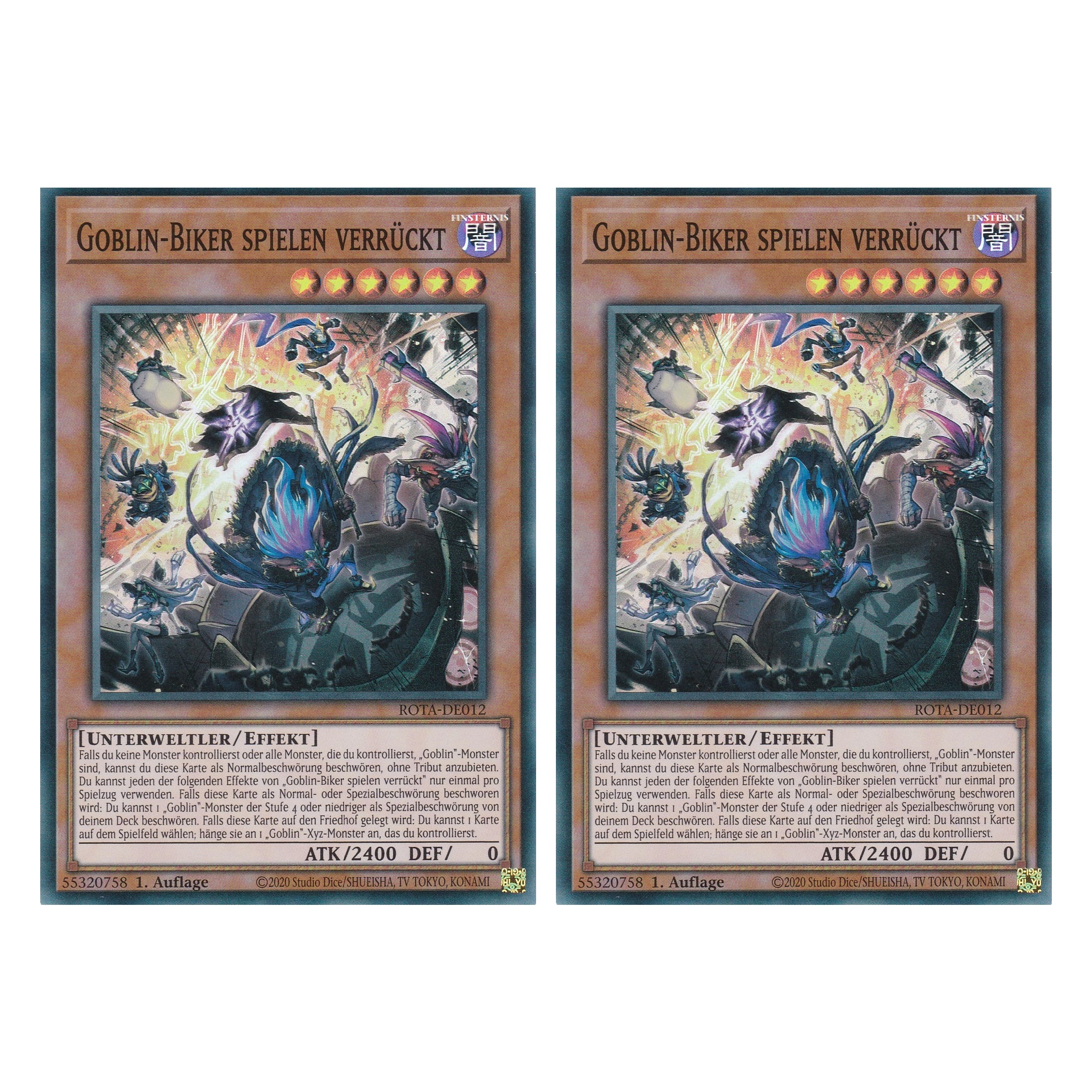 Goblin-Biker spielen verrückt - ROTA-DE012 - Super Rare - Deutsch - 1. Auflage - Rage of the Abyss - Duo Set (2 Stück) - Yu-Gi-Oh!