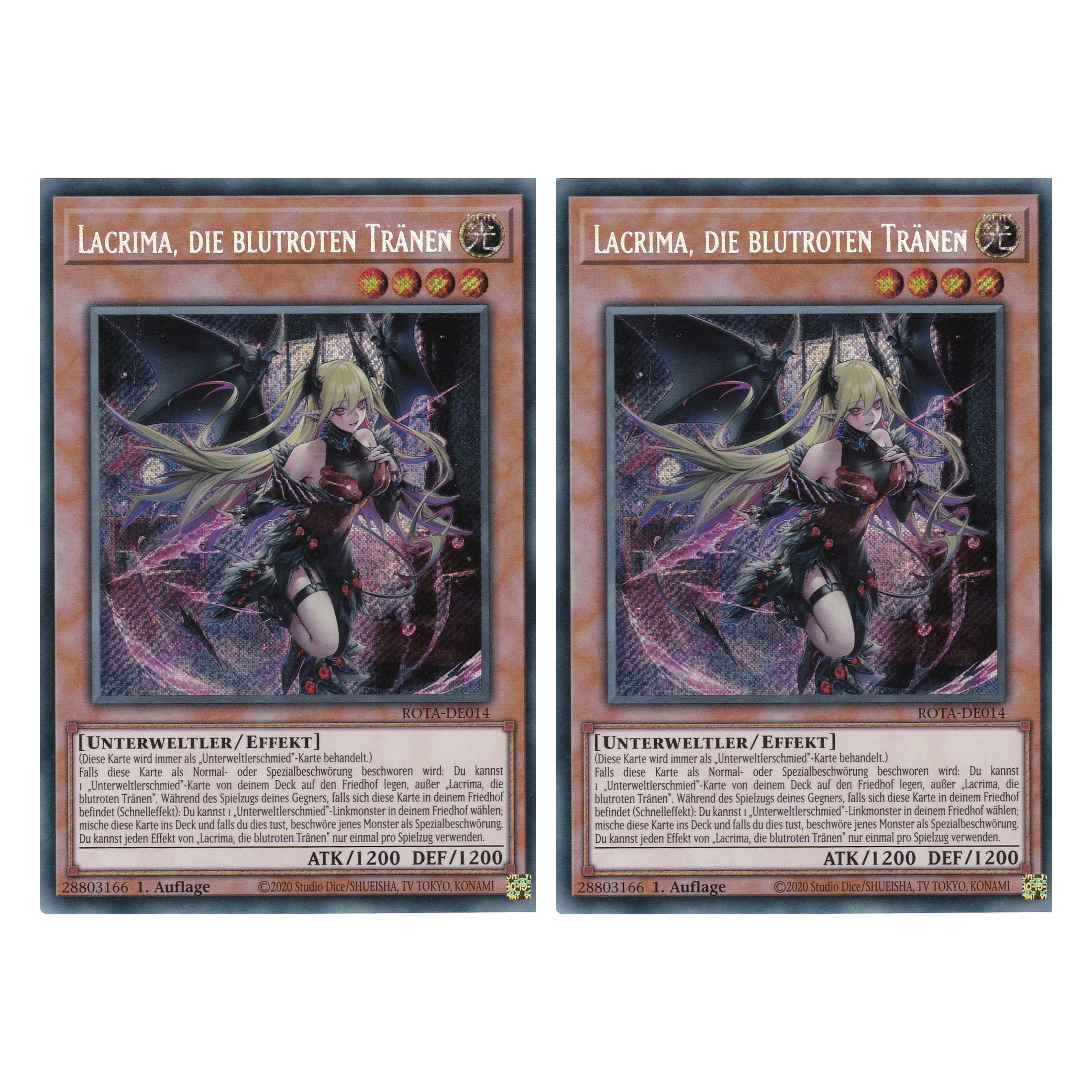 Lacrima, die blutroten Tränen - ROTA-DE014 - Secret Rare - Deutsch - 1. Auflage - Rage of the Abyss - Duo Set (2 Stück) - Yu-Gi-Oh!