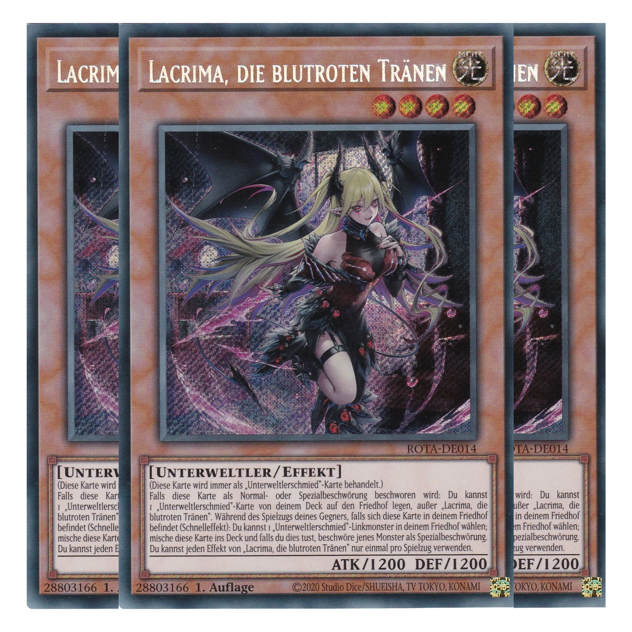 Lacrima, die blutroten Tränen - ROTA-DE014 - Secret Rare - Deutsch - 1. Auflage - Rage of the Abyss - Playset (3 Kopien) - Yu-Gi-Oh!