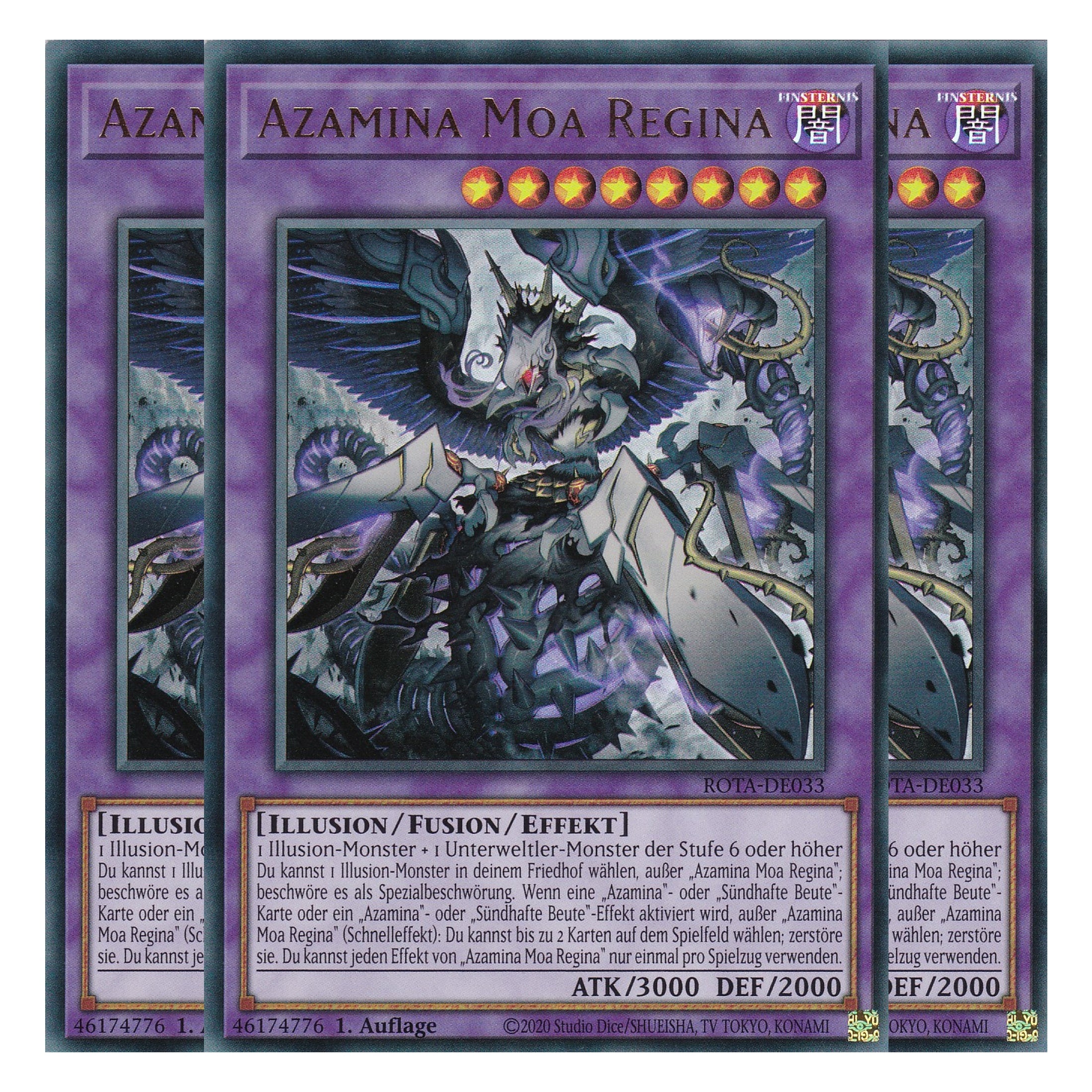 Azamina Moa Regina - ROTA-DE033 - Ultra Rare - Deutsch - 1. Auflage - Rage of the Abyss - Playset (3 Kopien) - Yu-Gi-Oh!