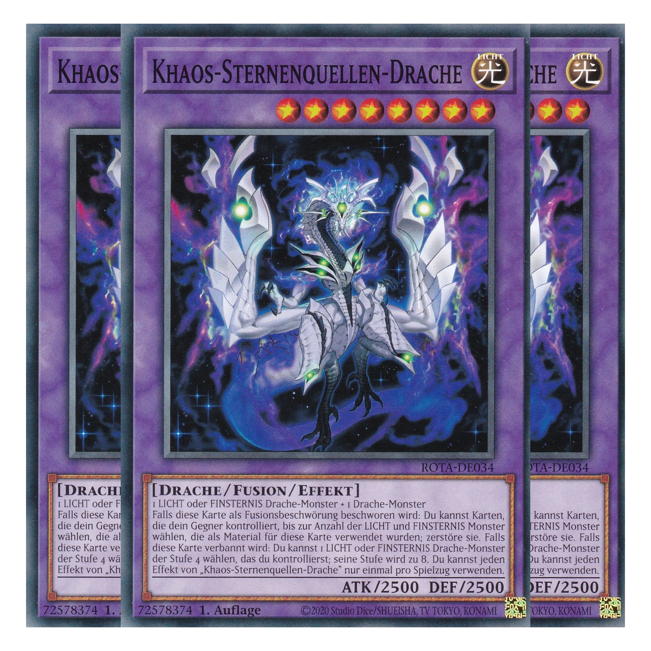 Khaos-Sternenquellen-Drache - ROTA-DE034 - Super Rare - Deutsch - 1. Auflage - Rage of the Abyss - Playset (3 Kopien) - Yu-Gi-Oh!