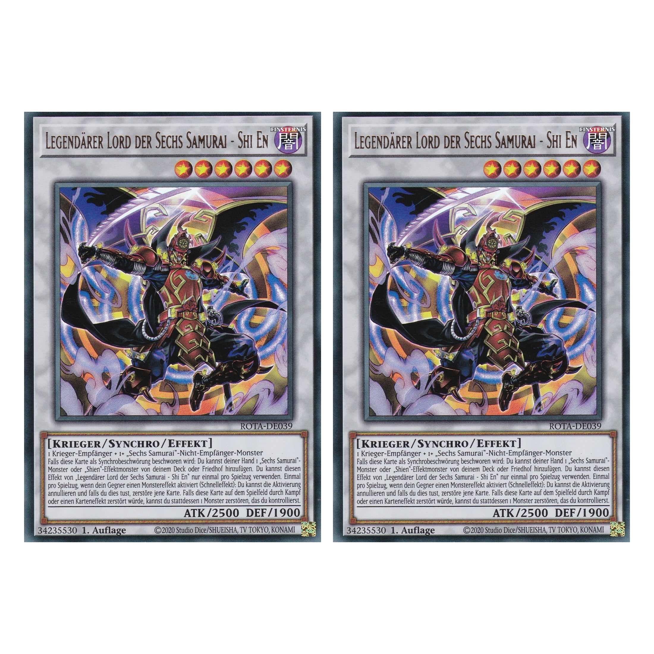 Legendärer Lord der Sechs Samurai - Shi En  - ROTA-DE039 - Ultra Rare - Deutsch - 1. Auflage - Rage of the Abyss - Duo Set (2 Stück) - Yu-Gi-Oh!
