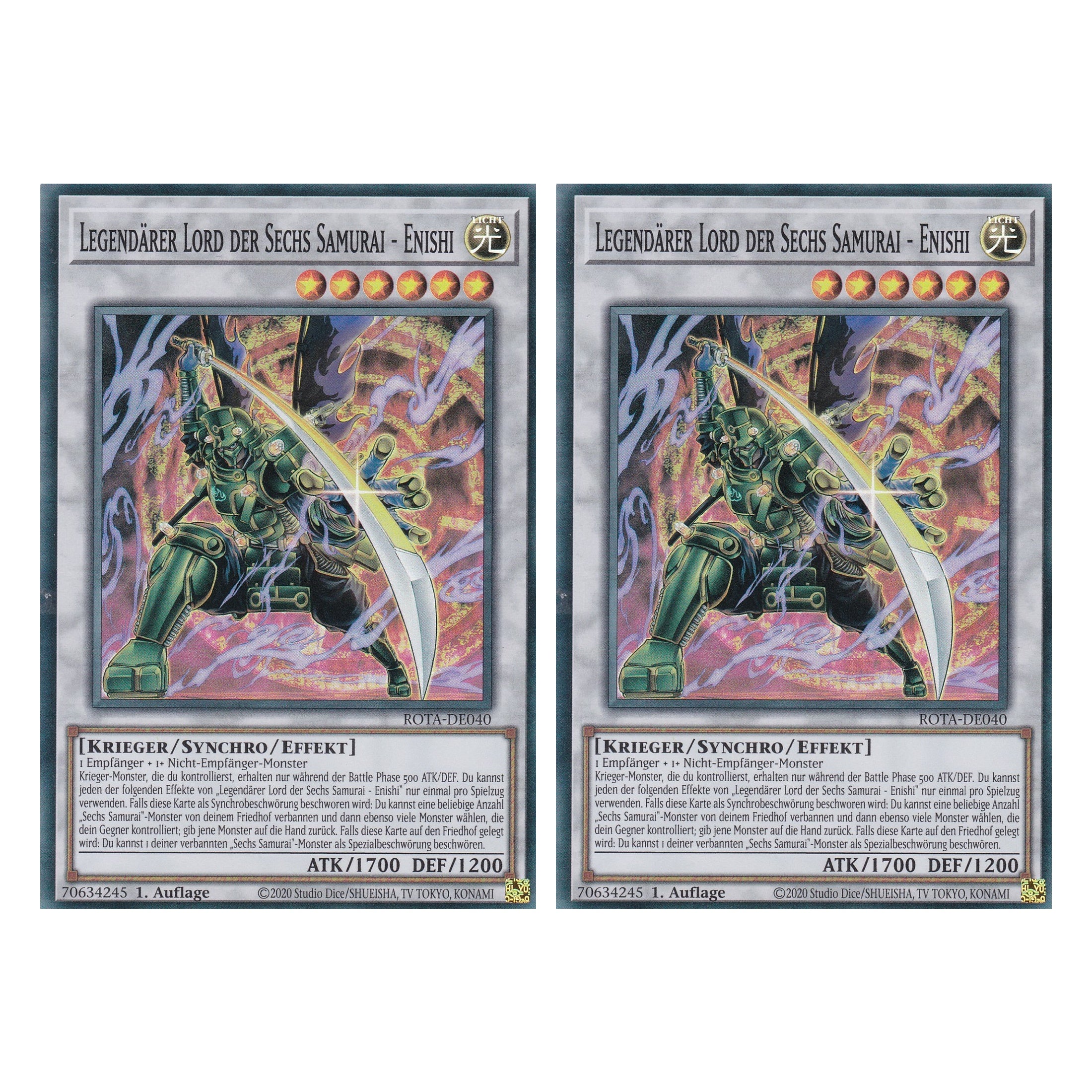 Legendärer Lord der Sechs Samurai - Enishi - ROTA-DE040 - Super Rare - Deutsch - 1. Auflage - Rage of the Abyss - Duo Set (2 Stück) - Yu-Gi-Oh!