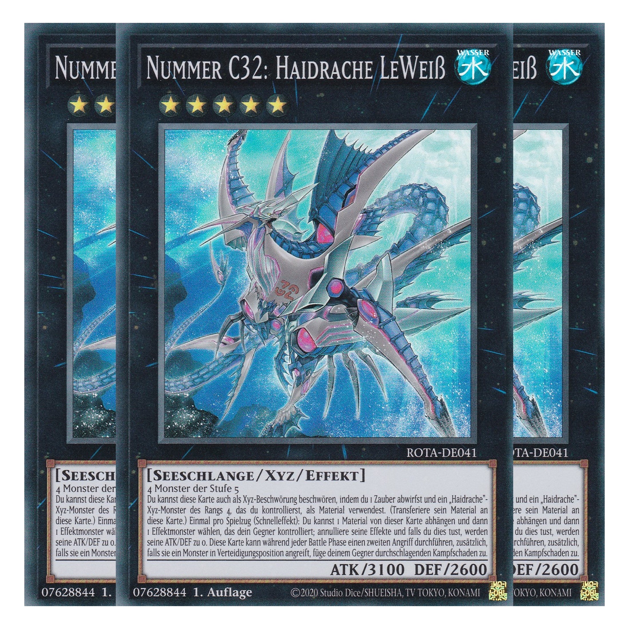 Nummer C32: Haidrache LeWeiß - ROTA-DE041 - Super Rare - Deutsch - 1. Auflage - Rage of the Abyss - Playset (3 Kopien) - Yu-Gi-Oh!