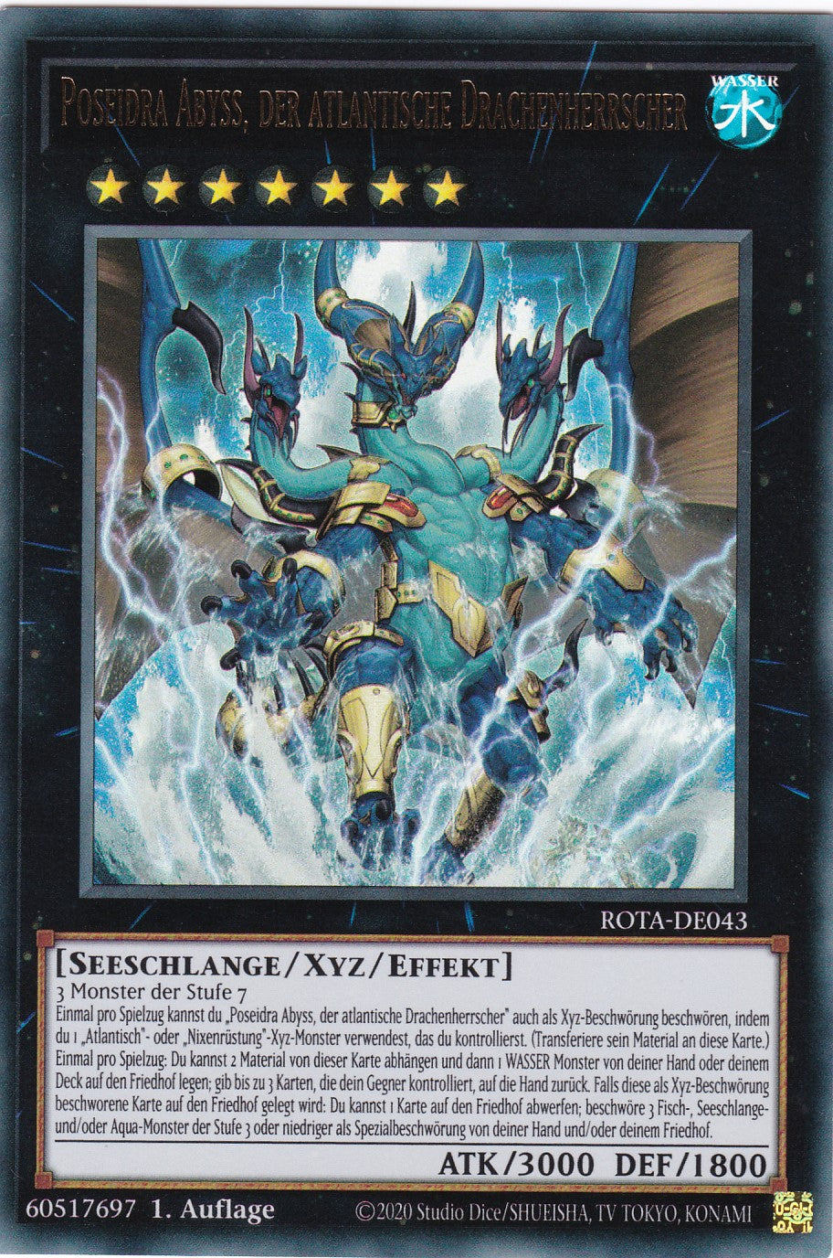 Poseidra Abyss, der atlantische Drachenherrscher - ROTA-DE043 - Ultra Rare - Deutsch - 1. Auflage - Rage of the Abyss