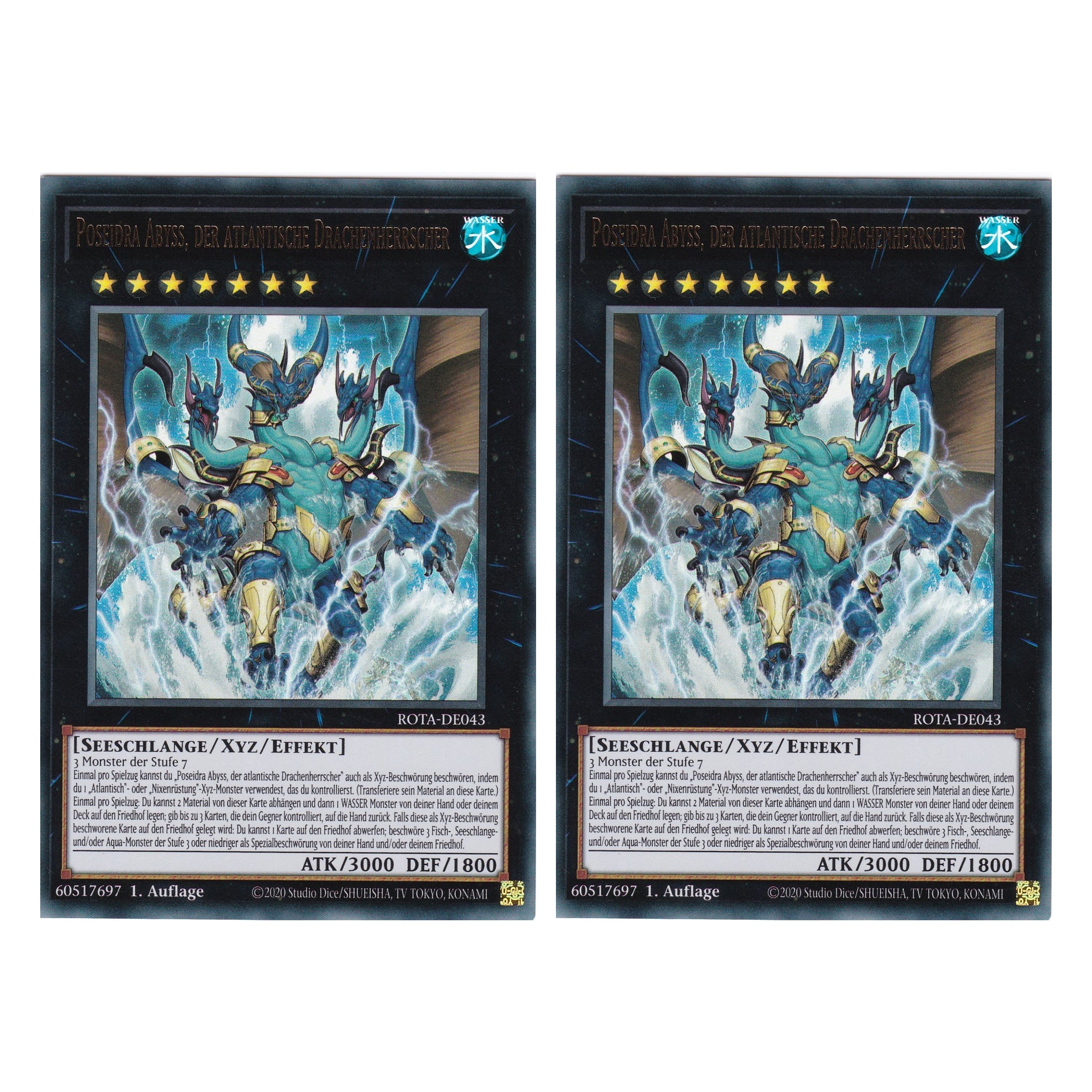 Poseidra Abyss, der atlantische Drachenherrscher - ROTA-DE043 - Ultra Rare - Deutsch - 1. Auflage - Rage of the Abyss - Duo Set (2 Stück) - Yu-Gi-Oh!