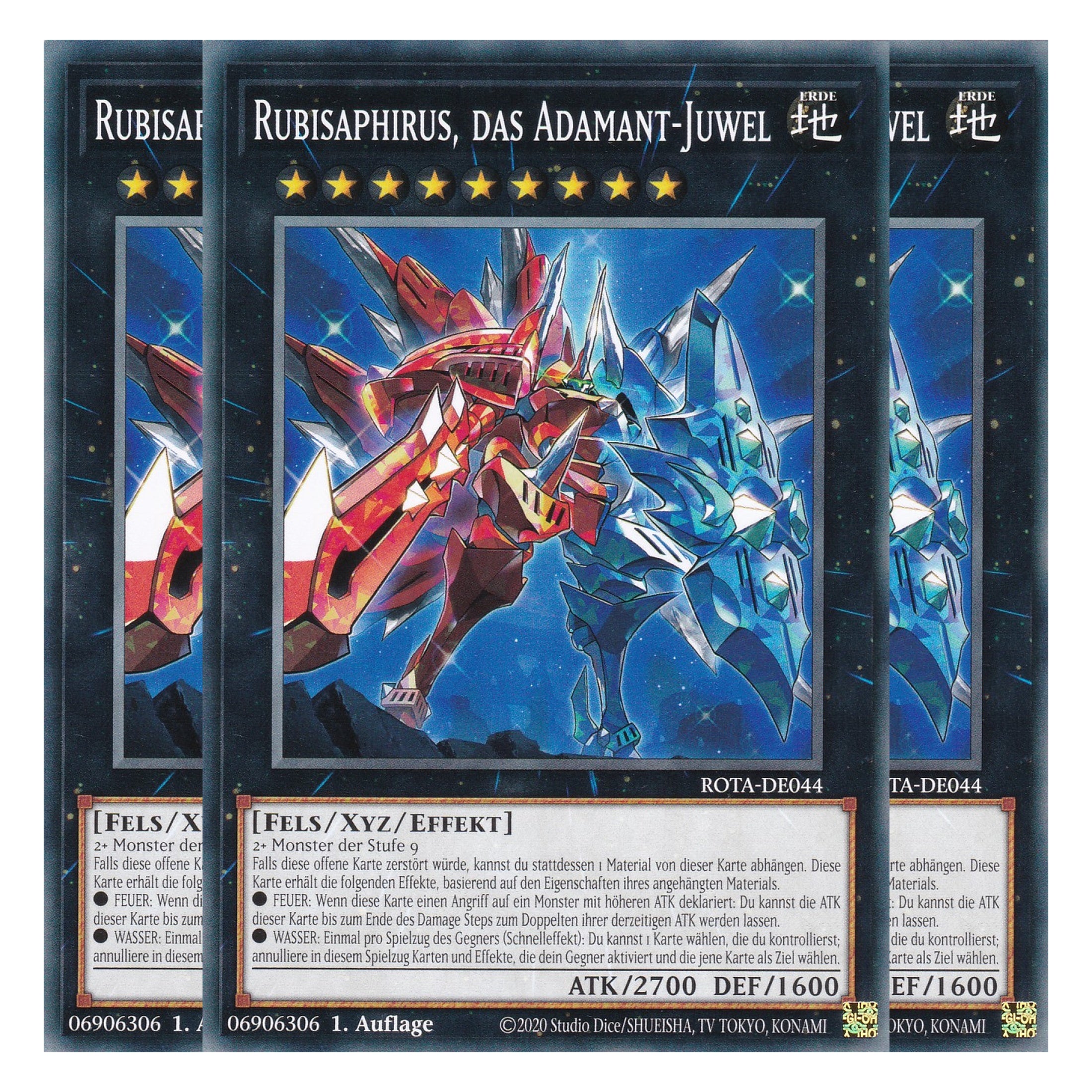 Rubisaphirus, das Adamant-Juwel - ROTA-DE044 - Common - Deutsch - 1. Auflage - Rage of the Abyss - Playset (3 Kopien) - Yu-Gi-Oh!