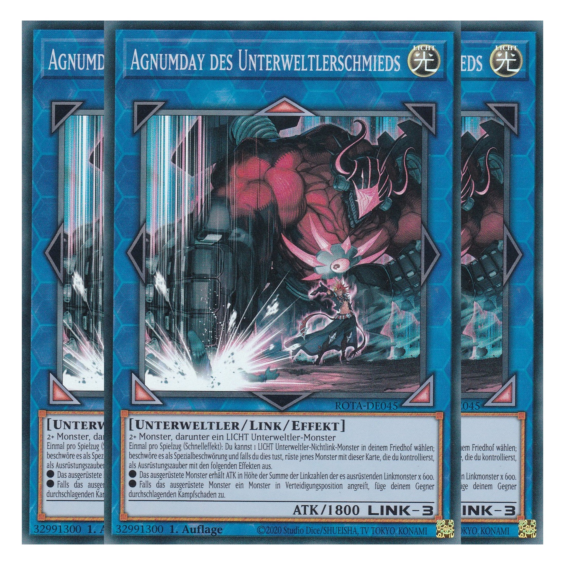 Agnumday des Unterweltlerschmieds - ROTA-DE045 - Super Rare - Deutsch - 1. Auflage - Rage of the Abyss - Playset (3 Kopien) - Yu-Gi-Oh!