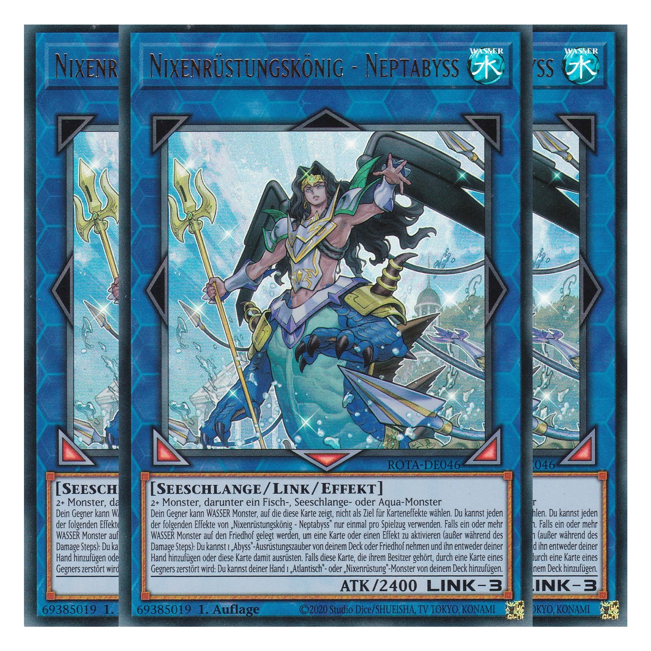 Nixenrüstungskönig - Neptabyss - ROTA-DE046 - Ultra Rare - Deutsch - 1. Auflage - Rage of the Abyss - Playset (3 Kopien) - Yu-Gi-Oh!