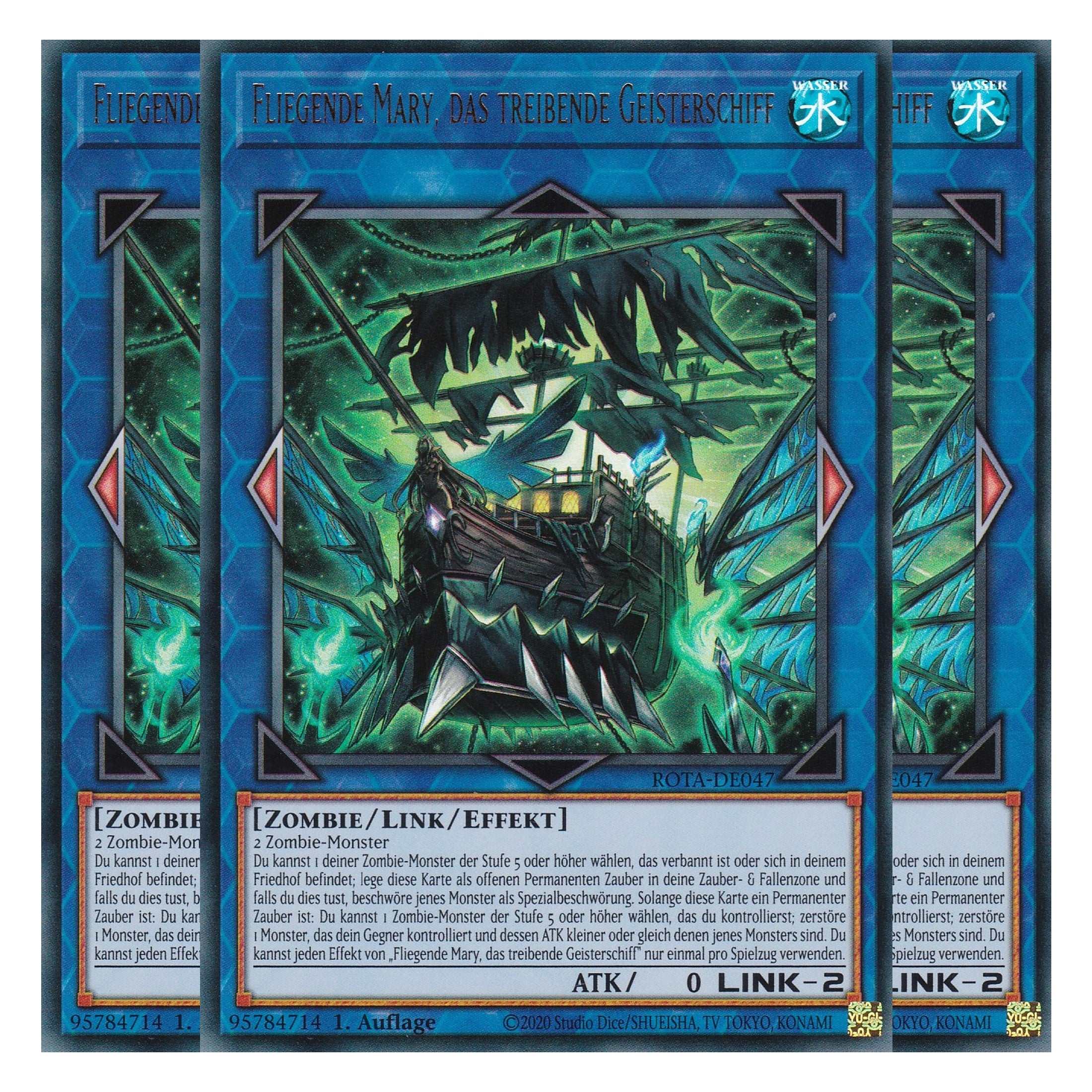 Fliegende Mary, das treibende Geisterschiff - ROTA-DE047 - Ultra Rare - Deutsch - 1. Auflage - Rage of the Abyss - Playset (3 Kopien) - Yu-Gi-Oh!