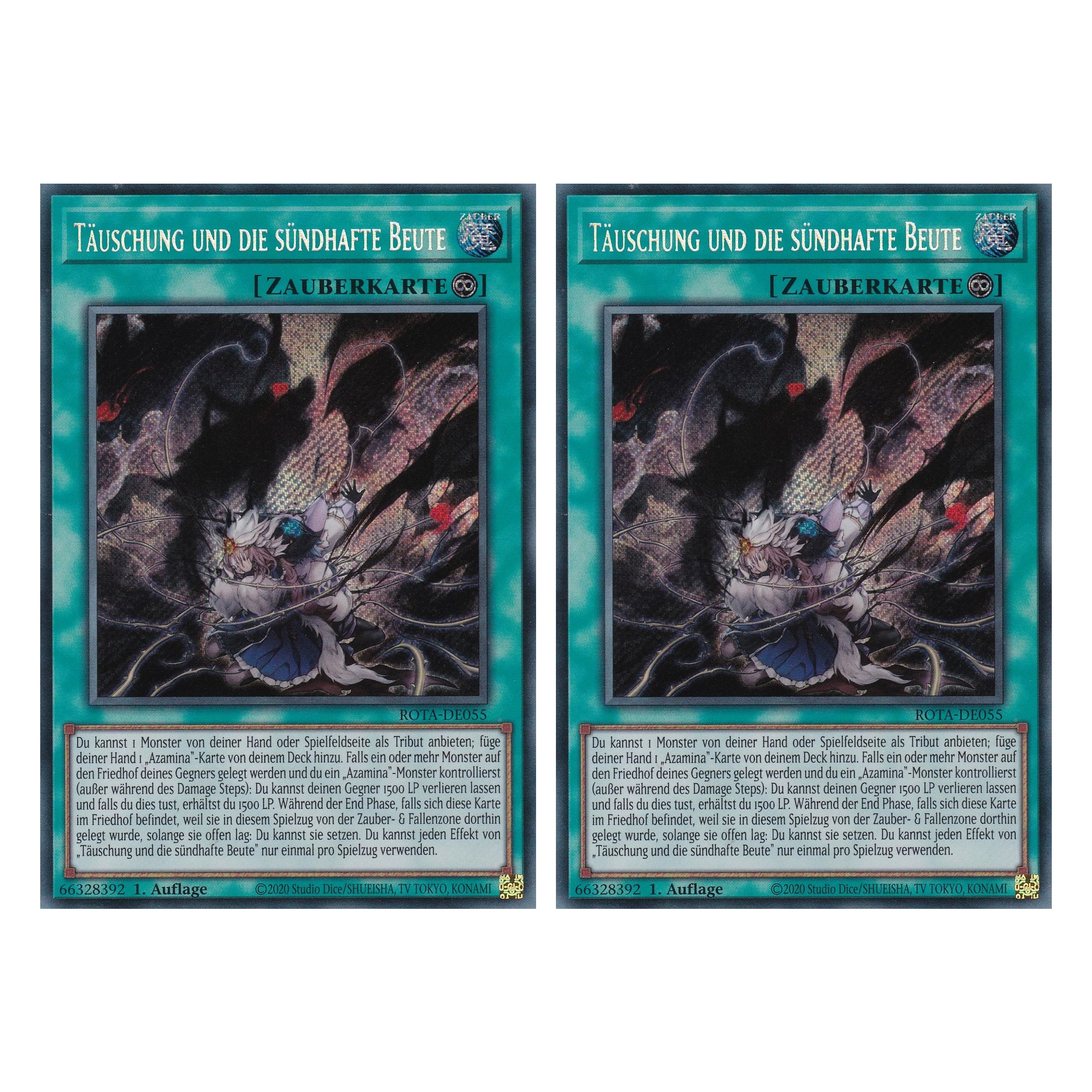 Täuschung und die sündhafte Beute - ROTA-DE055 - Secret Rare - Deutsch - 1. Auflage - Rage of the Abyss - Duo Set (2 Stück) - Yu-Gi-Oh!