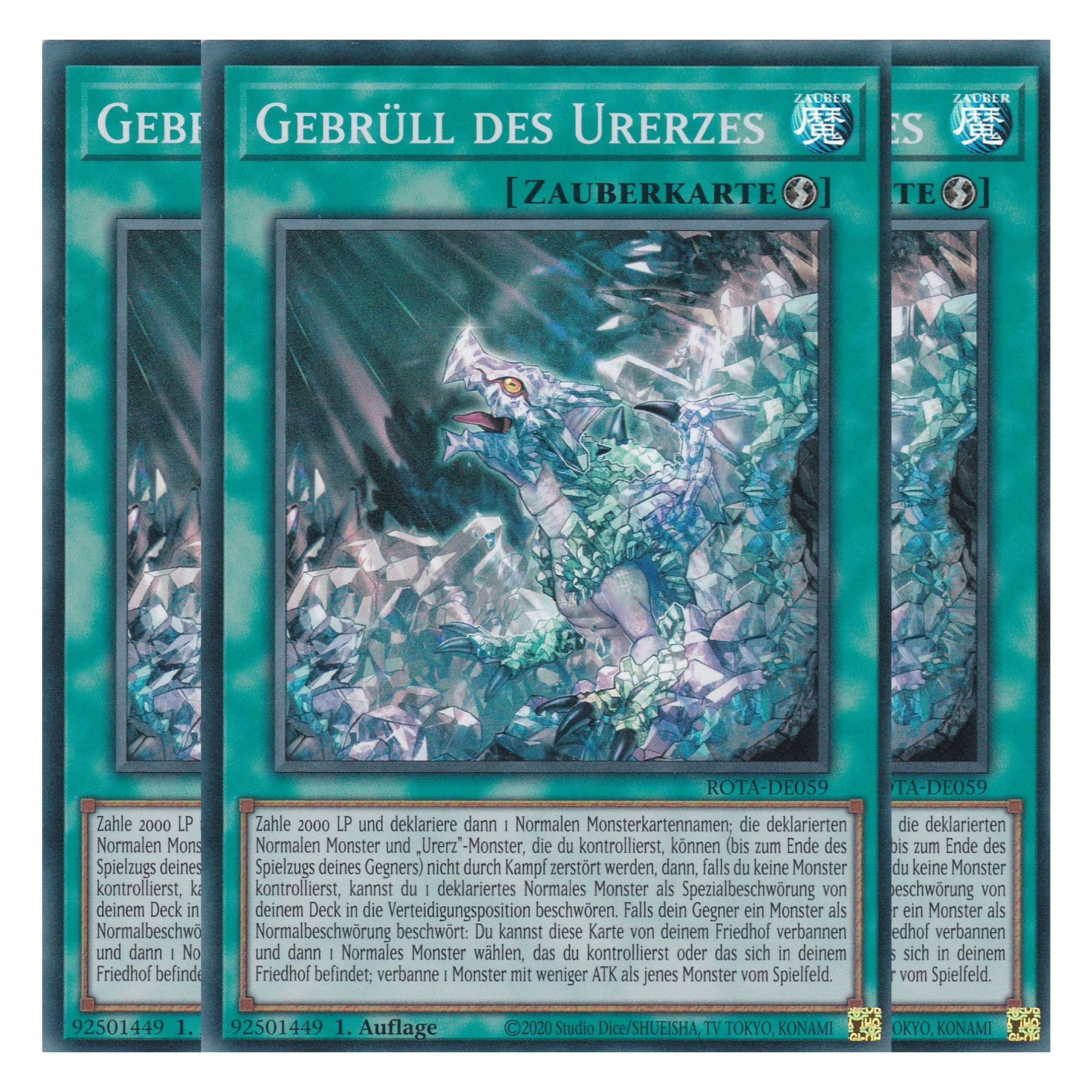 Gebrüll des Urerzes - ROTA-DE059 - Super Rare - Deutsch - 1. Auflage - Rage of the Abyss - Playset (3 Kopien) - Yu-Gi-Oh!