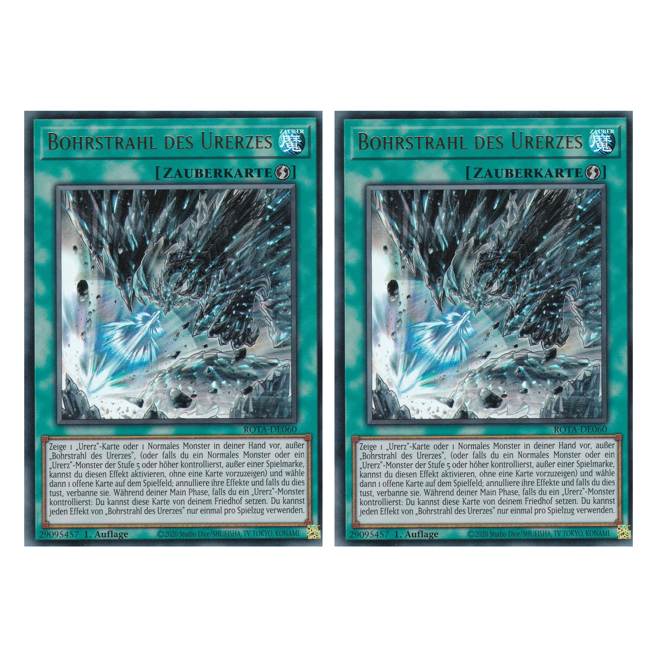 Bohrstrahl des Urerzes - ROTA-DE060 - Ultra Rare - Deutsch - 1. Auflage - Rage of the Abyss - Duo Set (2 Stück) - Yu-Gi-Oh!