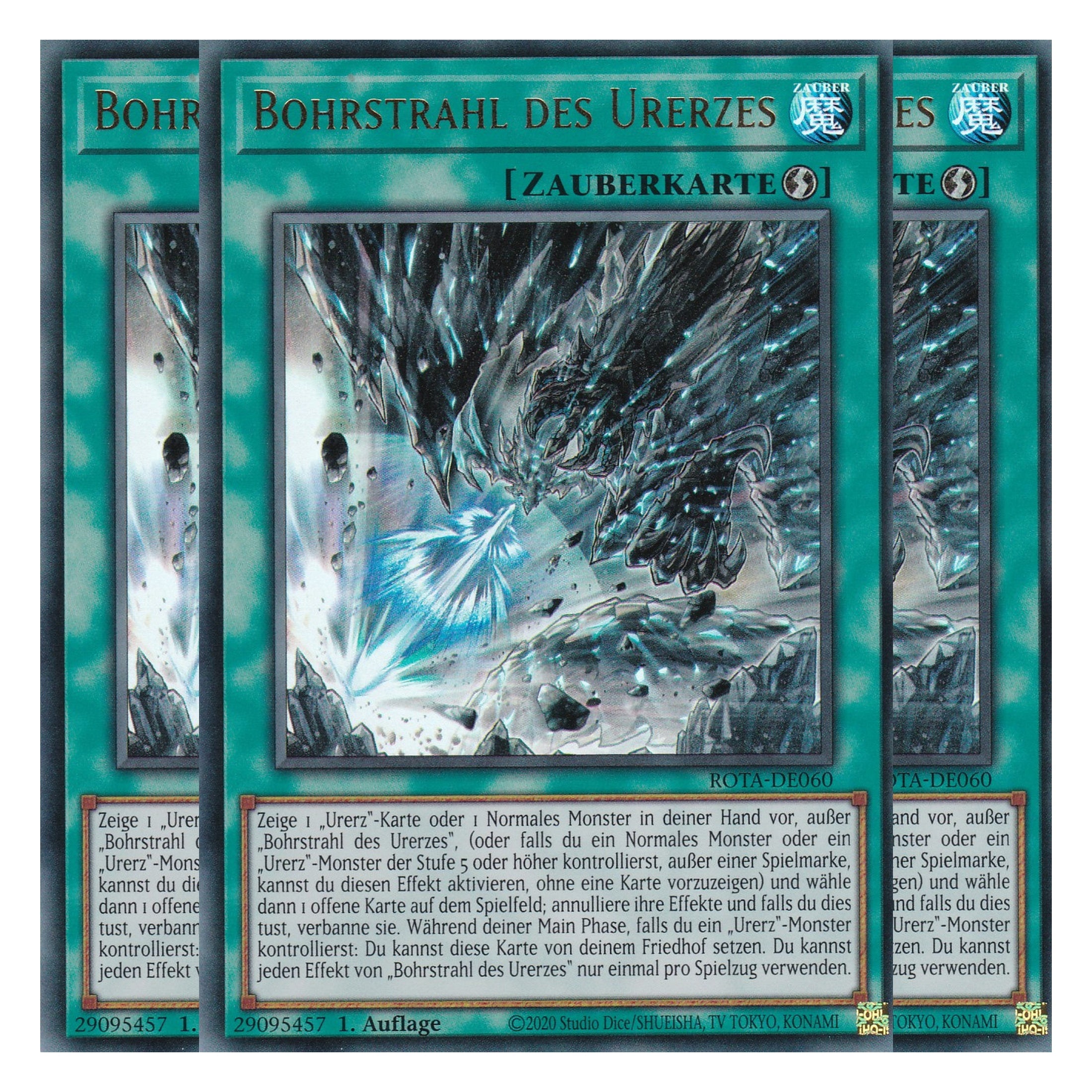 Bohrstrahl des Urerzes - ROTA-DE060 - Ultra Rare - Deutsch - 1. Auflage - Rage of the Abyss - Playset (3 Kopien) - Yu-Gi-Oh!