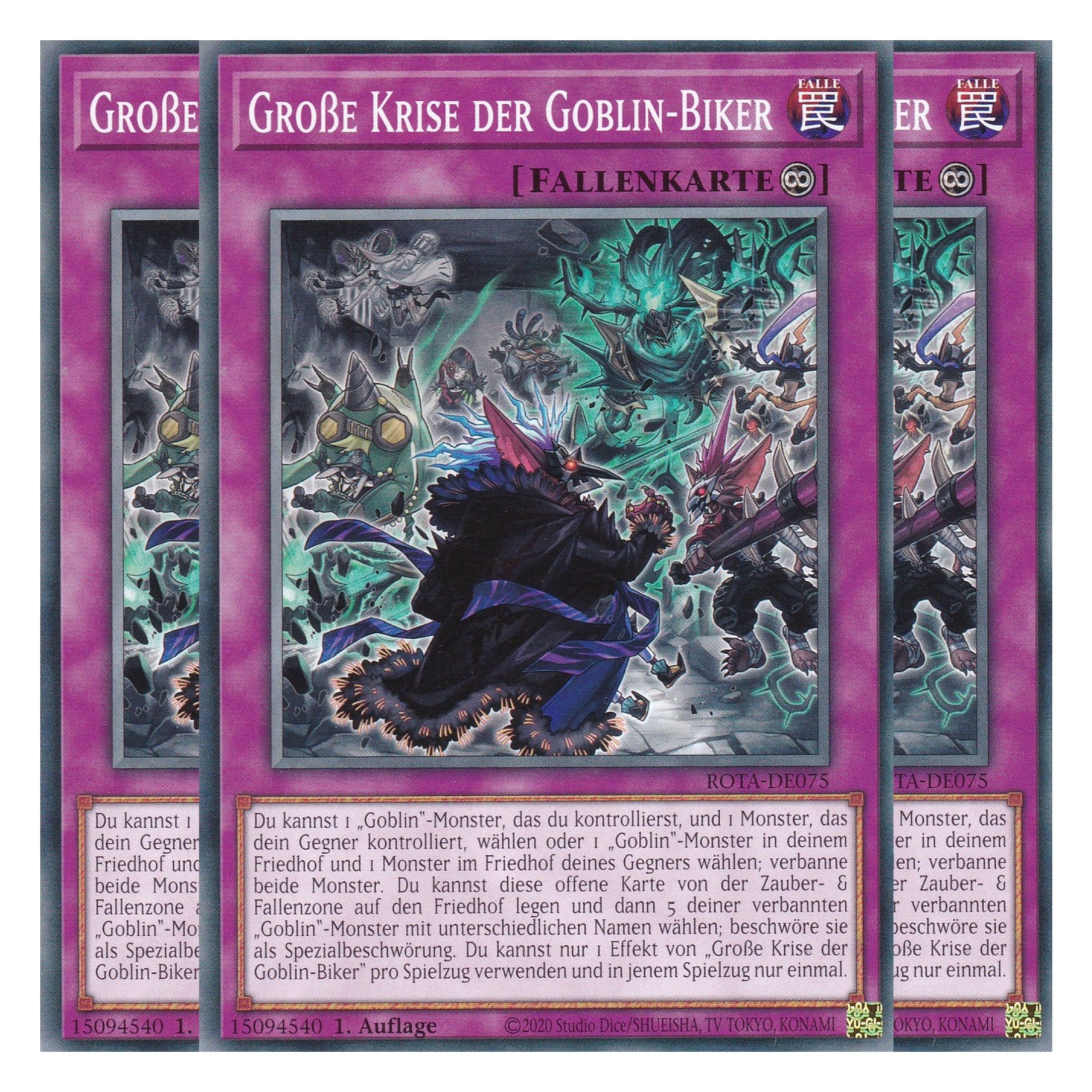 Große Krise der Goblin-Biker - ROTA-DE075 - Common - Deutsch - 1. Auflage - Rage of the Abyss - Playset (3 Kopien) - Yu-Gi-Oh!