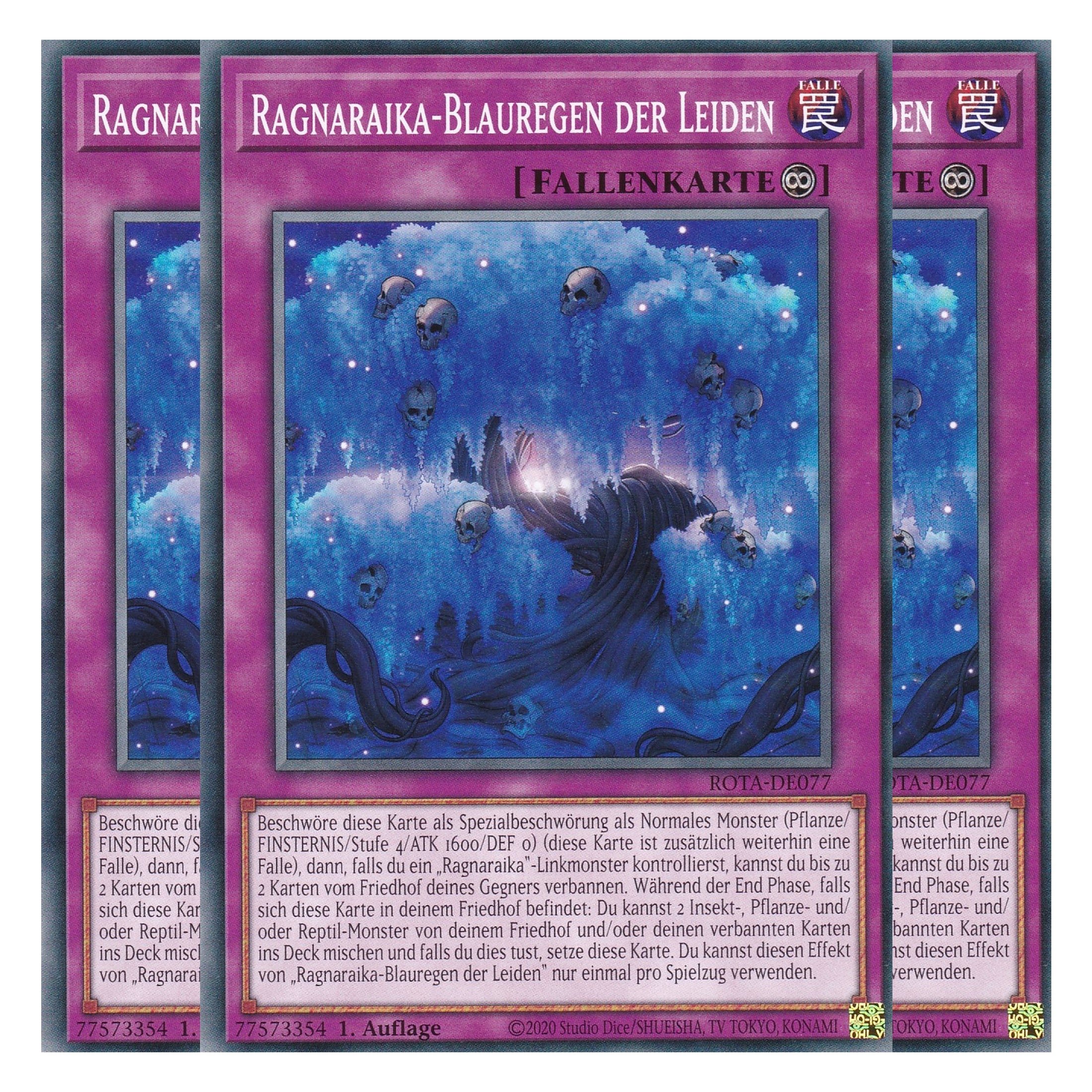 Ragnaraika-Blauregen der Leiden - ROTA-DE077 - Common - Deutsch - 1. Auflage - Rage of the Abyss - Playset (3 Kopien) - Yu-Gi-Oh!