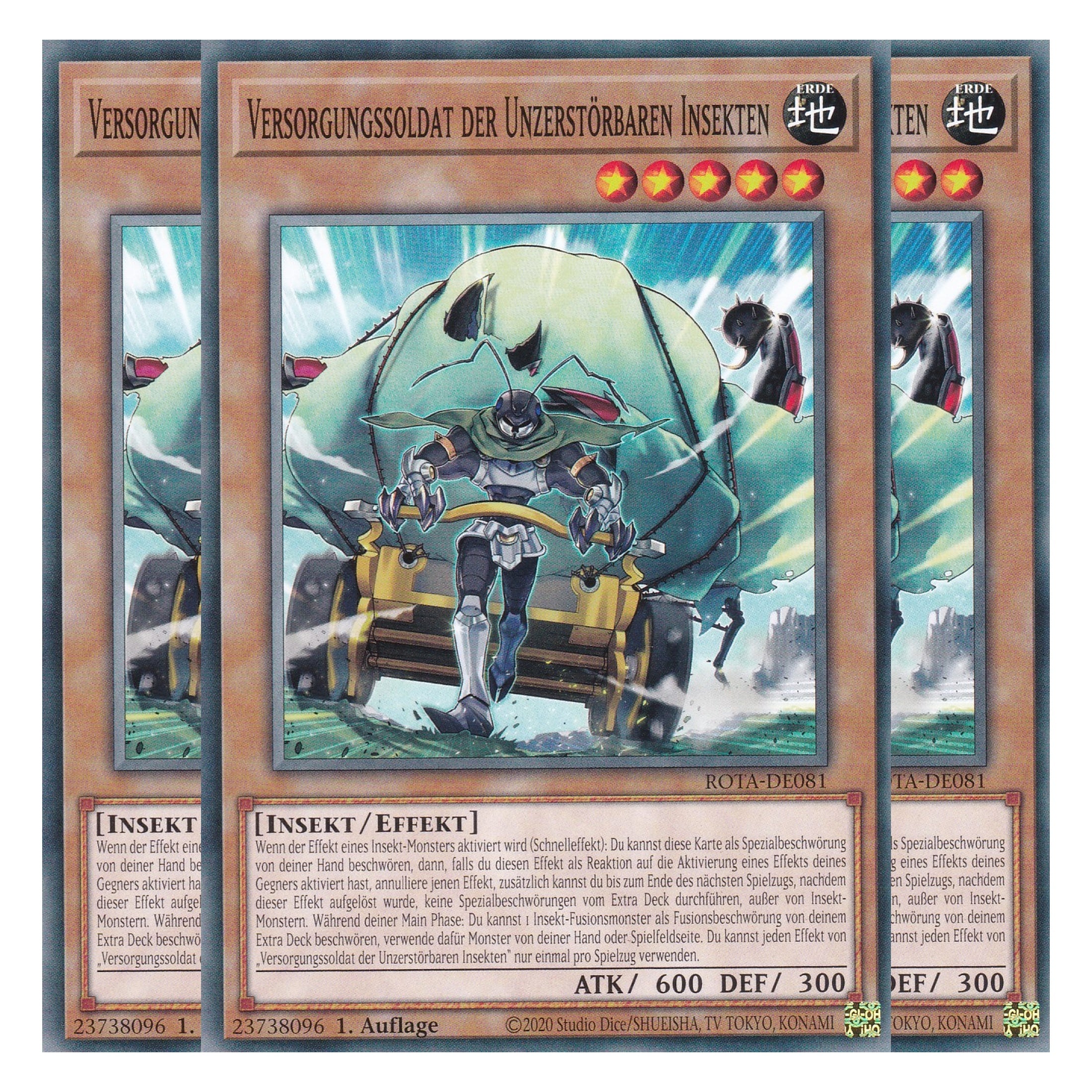 Versorgungssoldat der Unzerstörbaren Insekten - ROTA-DE081 - Common - Deutsch - 1. Auflage - Rage of the Abyss - Playset (3 Kopien) - Yu-Gi-Oh!