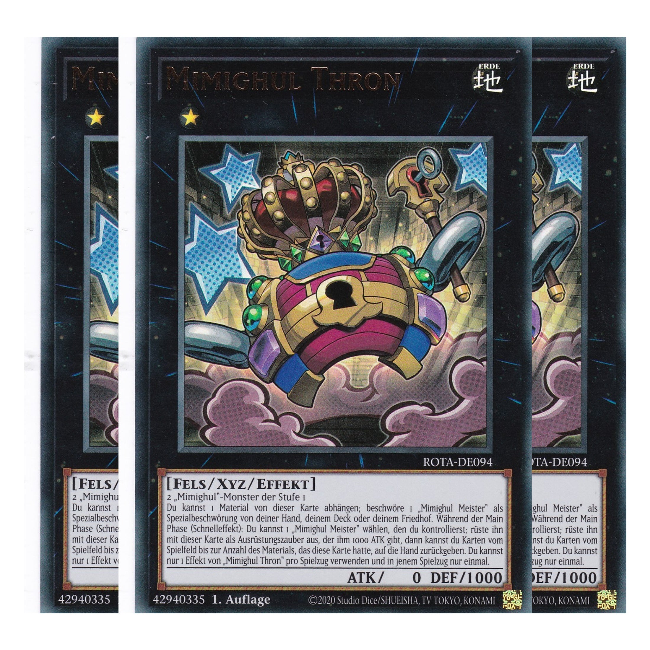 Mimighul Thron - ROTA-DE094 - Ultra Rare - Deutsch - 1. Auflage - Rage of the Abyss - Playset (3 Kopien) - Yu-Gi-Oh!