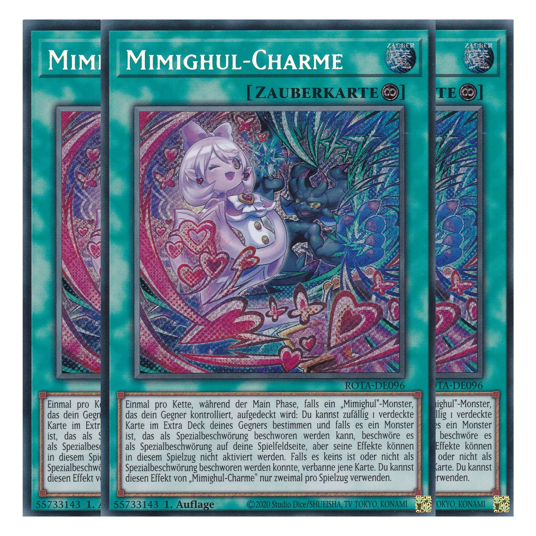 Mimighul-Charme - ROTA-DE096 - Secret Rare - Deutsch - 1. Auflage - Rage of the Abyss - Playset (3 Kopien) - Yu-Gi-Oh!
