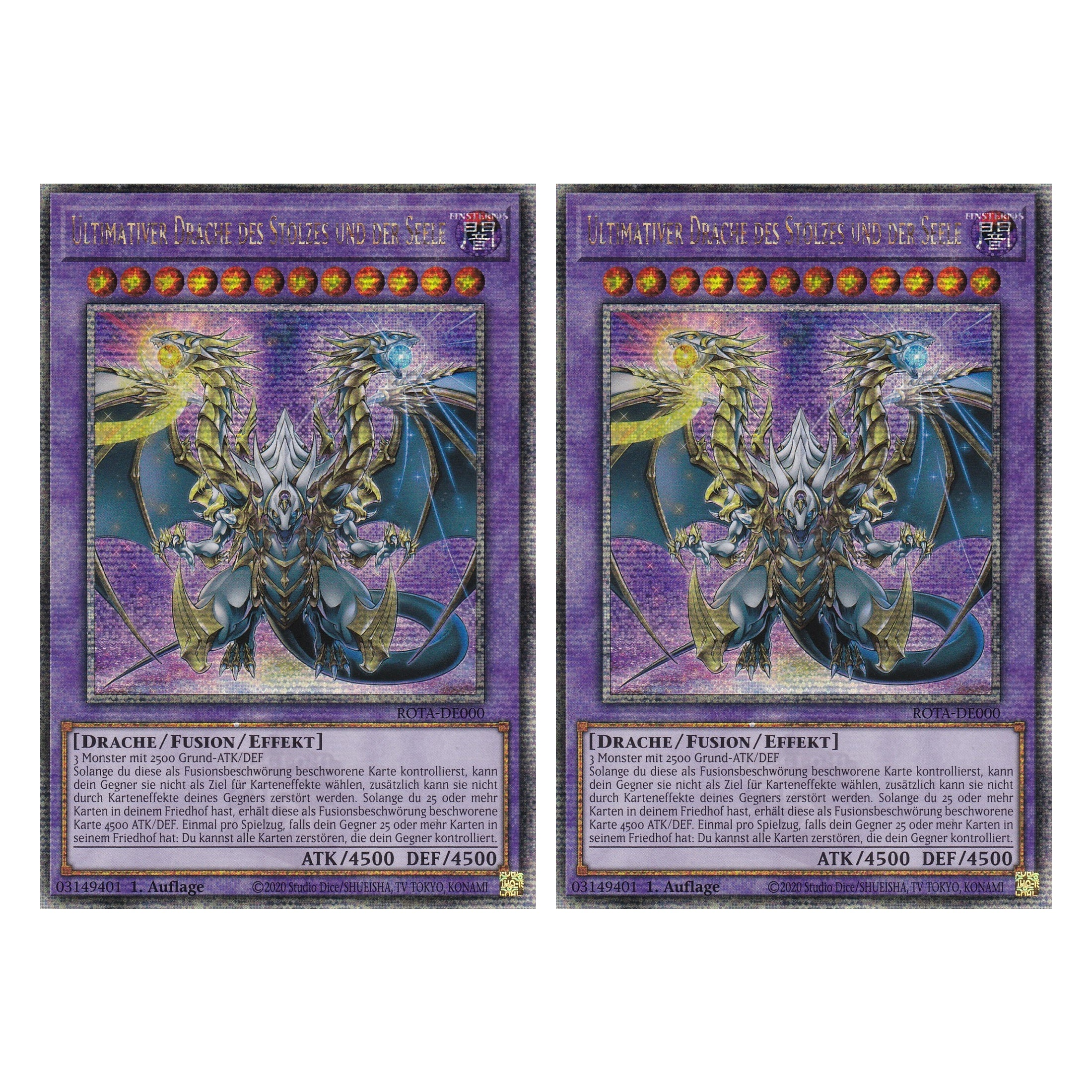 Ultimativer Drache des Stolzes und der Seele - ROTA-DE000 - Quarter Century Secret Rare - Deutsch - 1. Auflage - Rage of the Abyss - Duo Set (2 Stück) - Yu-Gi-Oh!