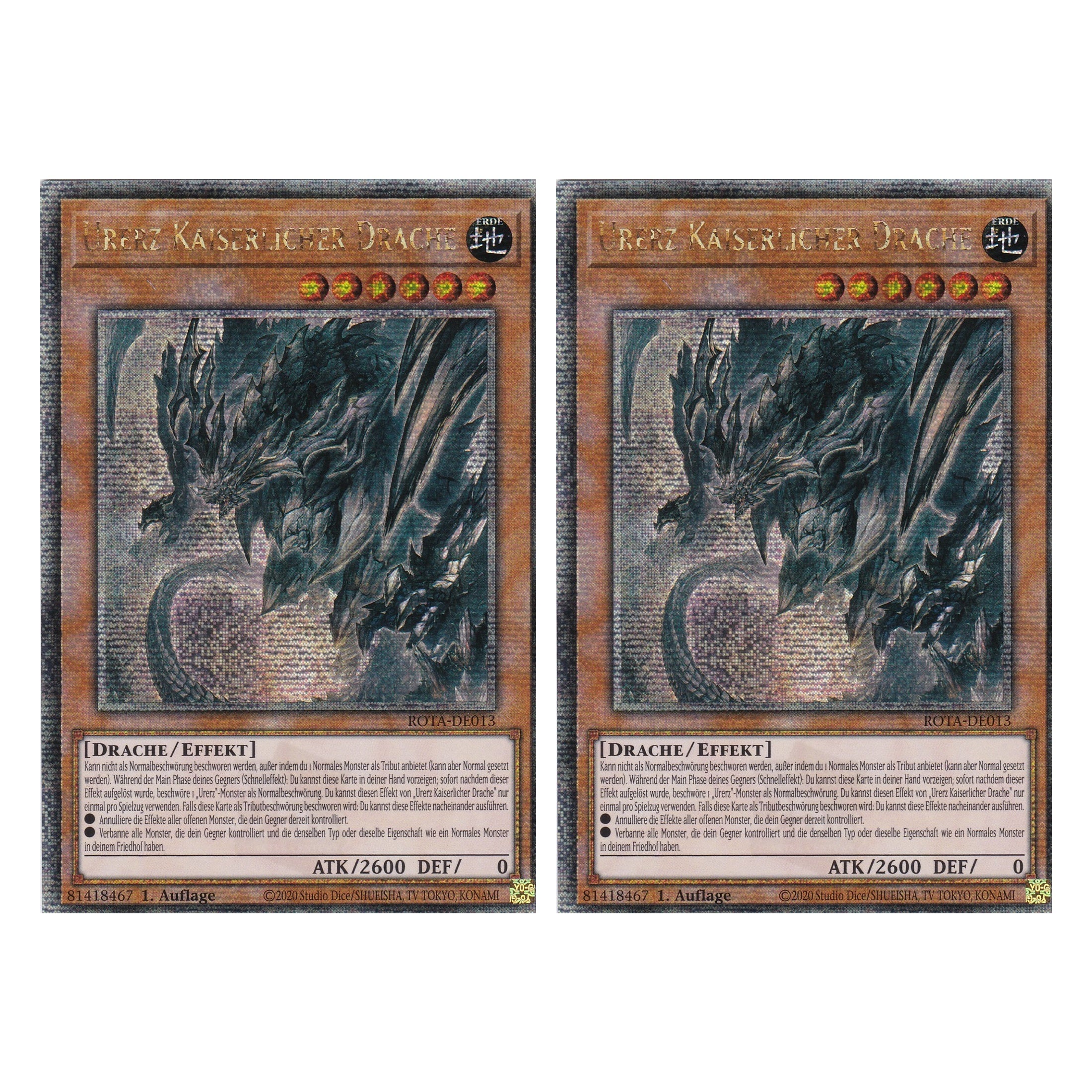 Urerz Kaiserlicher Drache - ROTA-DE013 - Quarter Century Secret Rare - Deutsch - 1. Auflage - Rage of the Abyss - Duo Set (2 Stück) - Yu-Gi-Oh!