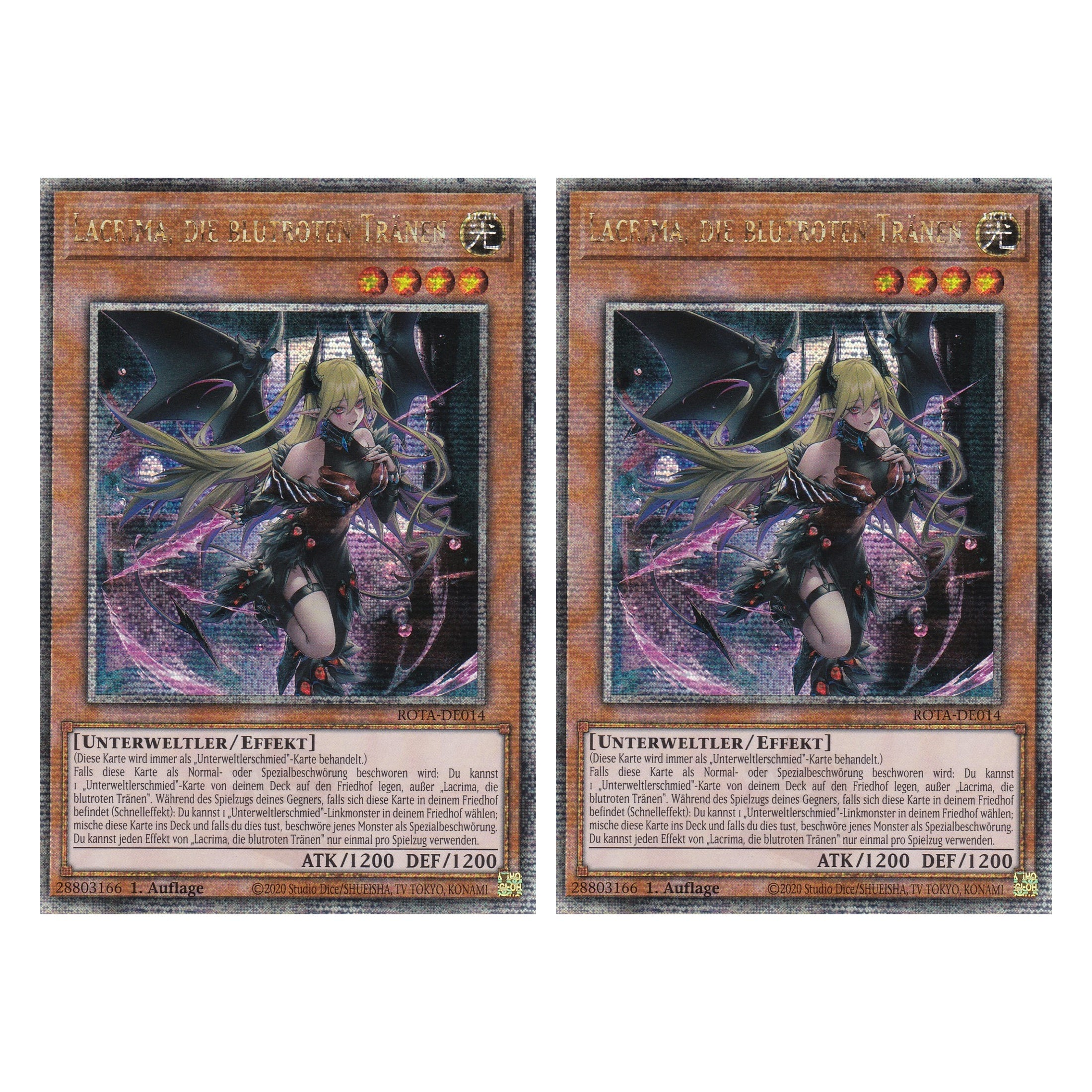 Lacrima, die blutroten Tränen - ROTA-DE014 - Quarter Century Secret Rare - Deutsch - 1. Auflage - Rage of the Abyss - Duo Set (2 Stück) - Yu-Gi-Oh!