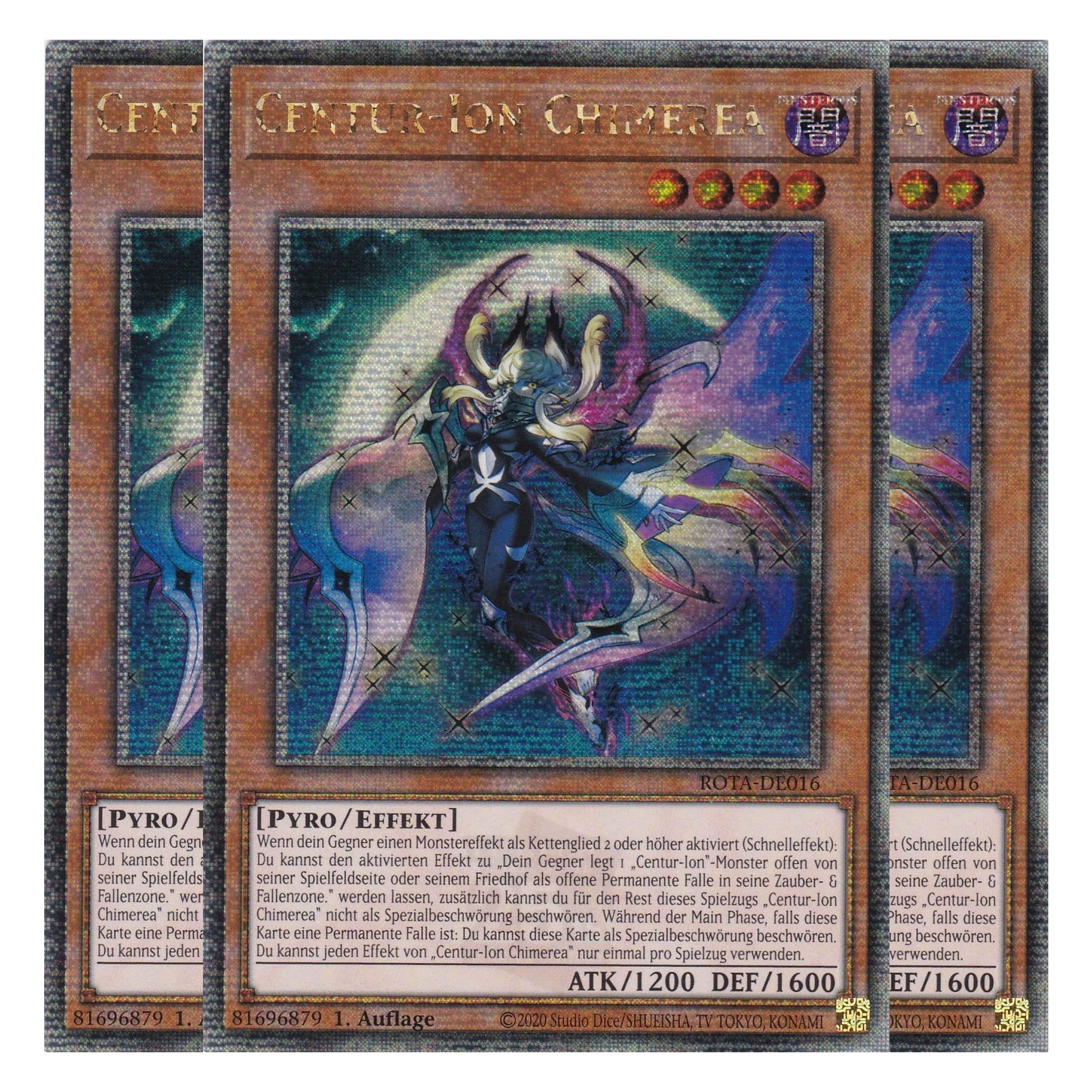 Centur-Ion Chimerea - ROTA-DE016 - Quarter Century Secret Rare - Deutsch - 1. Auflage - Rage of the Abyss - Playset (3 Kopien) - Yu-Gi-Oh!