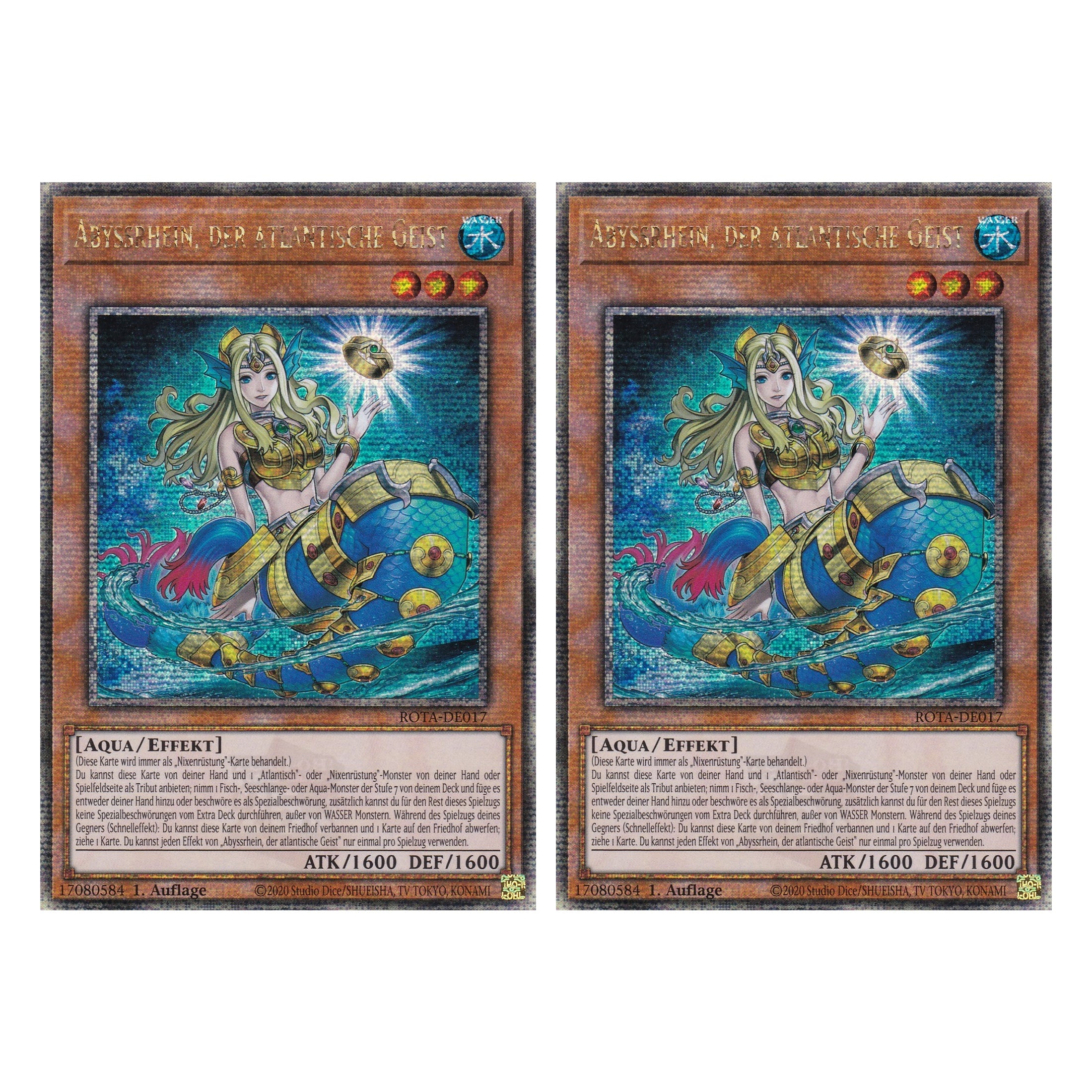Abyssrhein, der atlantische Geist  - ROTA-DE017 - Quarter Century Secret Rare - Deutsch - 1. Auflage - Rage of the Abyss - Duo Set (2 Stück) - Yu-Gi-Oh!