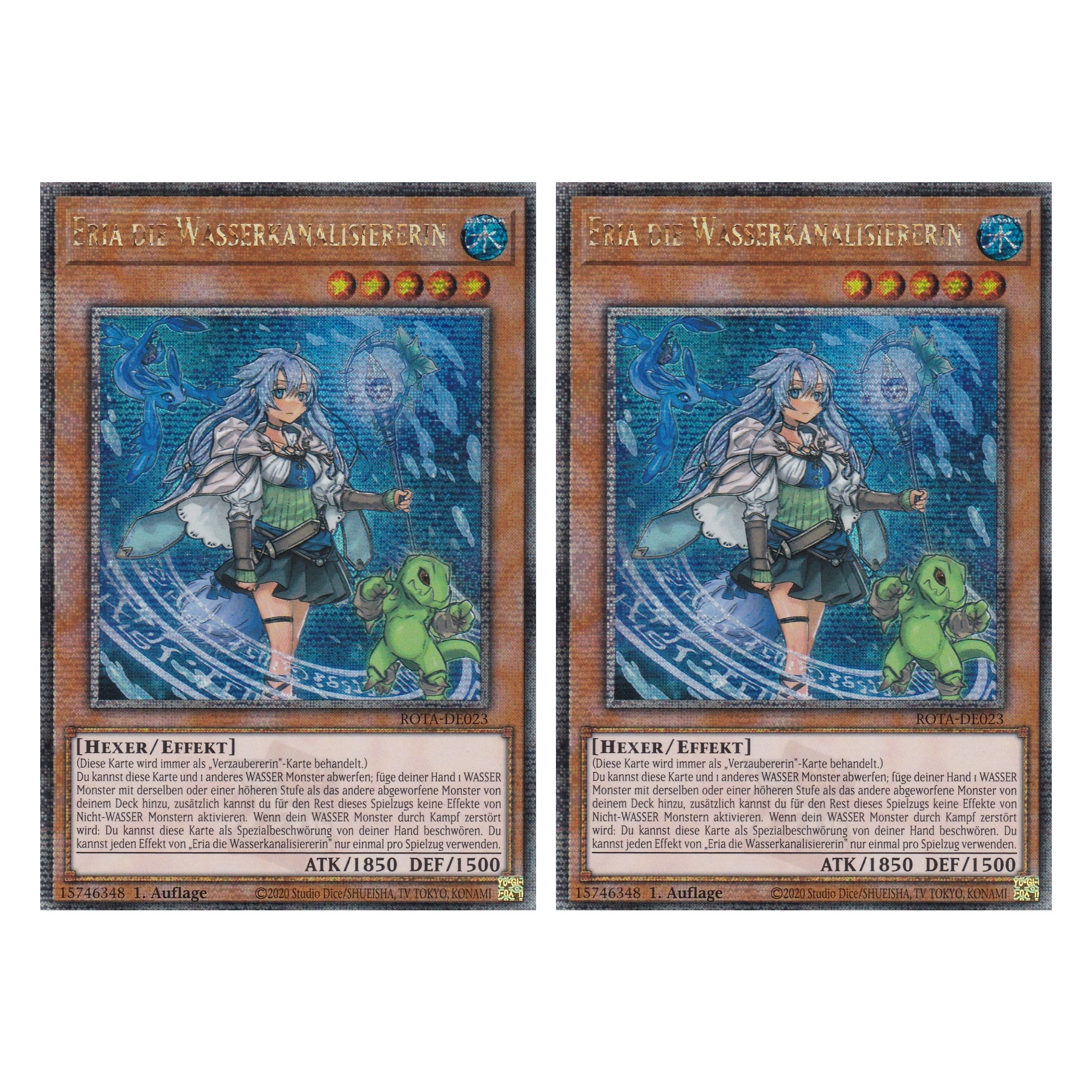 Eria die Wasserkanalisiererin - ROTA-DE023 - Quarter Century Secret Rare - Deutsch - 1. Auflage - Rage of the Abyss - Duo Set (2 Stück) - Yu-Gi-Oh!