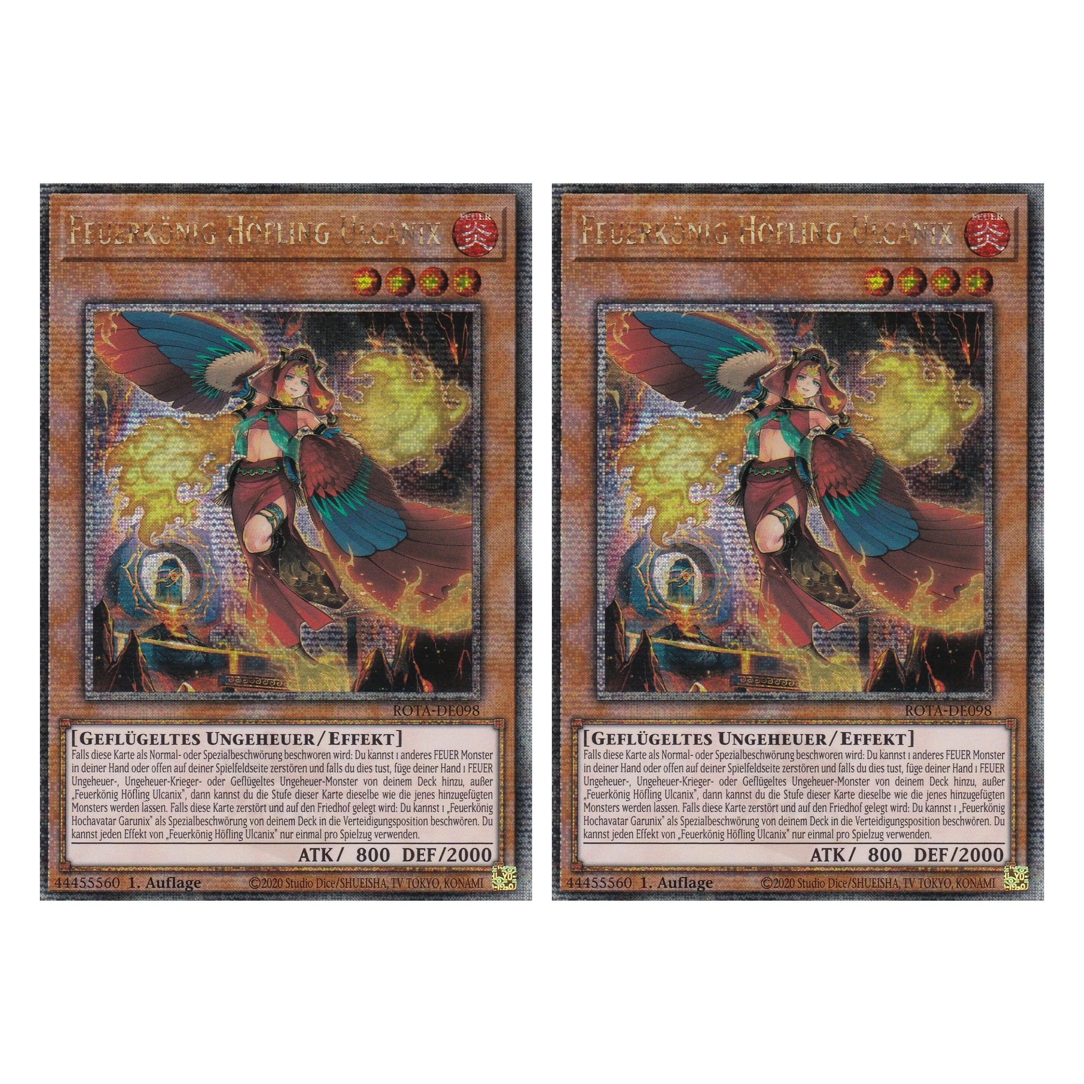 Feuerkönig Höfling Ulcanix - ROTA-DE098 - Quarter Century Secret Rare - Deutsch - 1. Auflage - Rage of the Abyss - Duo Set (2 Stück) - Yu-Gi-Oh!