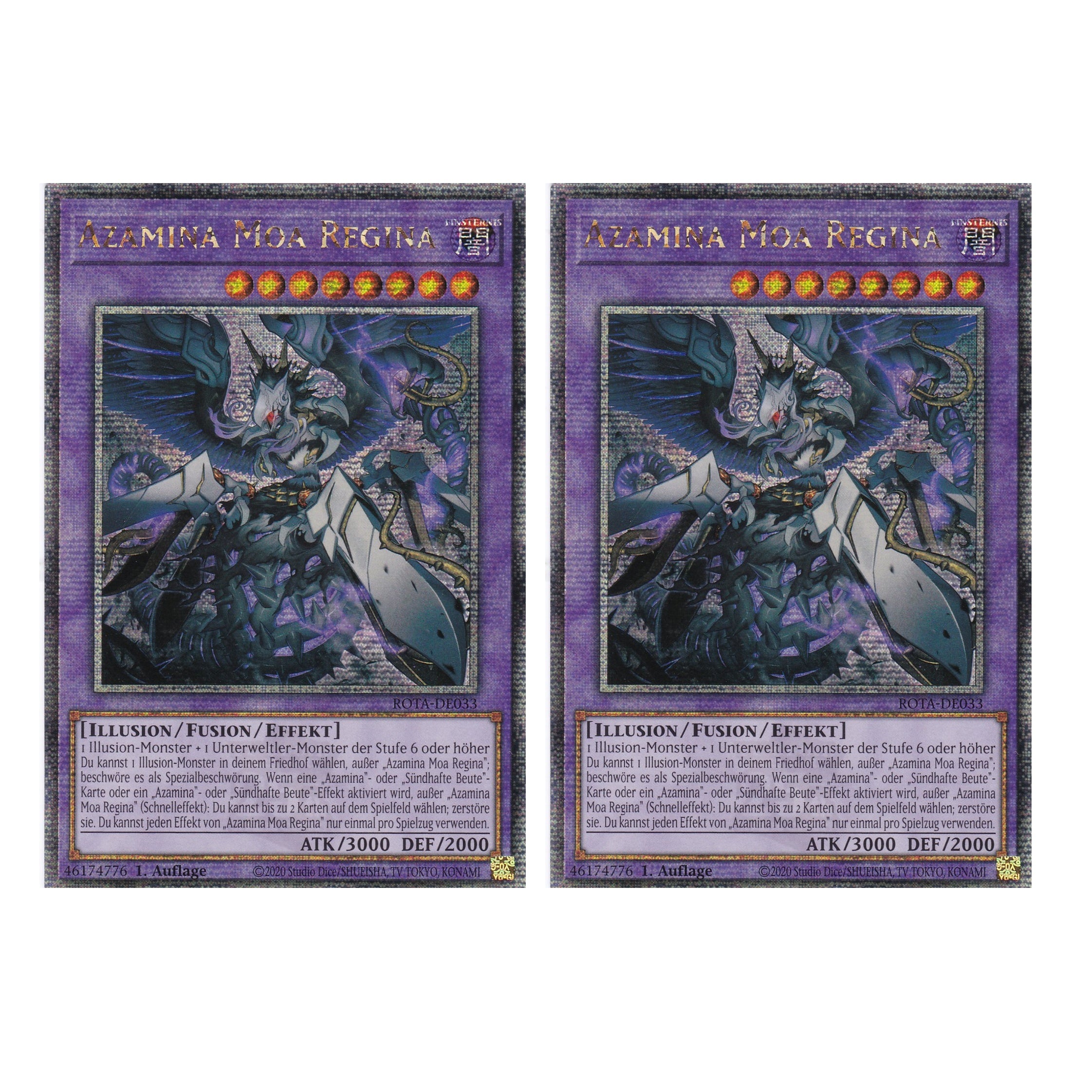 Azamina Moa Regina - ROTA-DE033 - Quarter Century Secret Rare - Deutsch - 1. Auflage - Rage of the Abyss - Duo Set (2 Stück) - Yu-Gi-Oh!