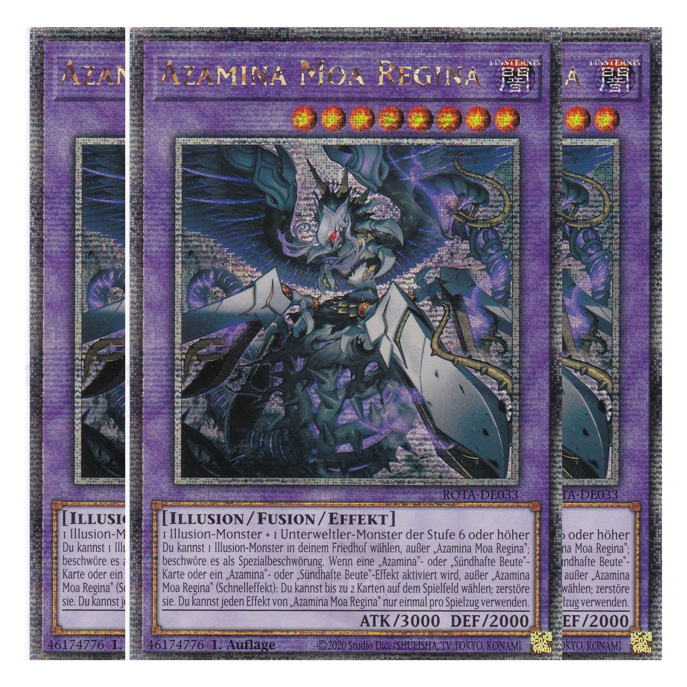 Azamina Moa Regina - ROTA-DE033 - Quarter Century Secret Rare - Deutsch - 1. Auflage - Rage of the Abyss - Playset (3 Kopien) - Yu-Gi-Oh!