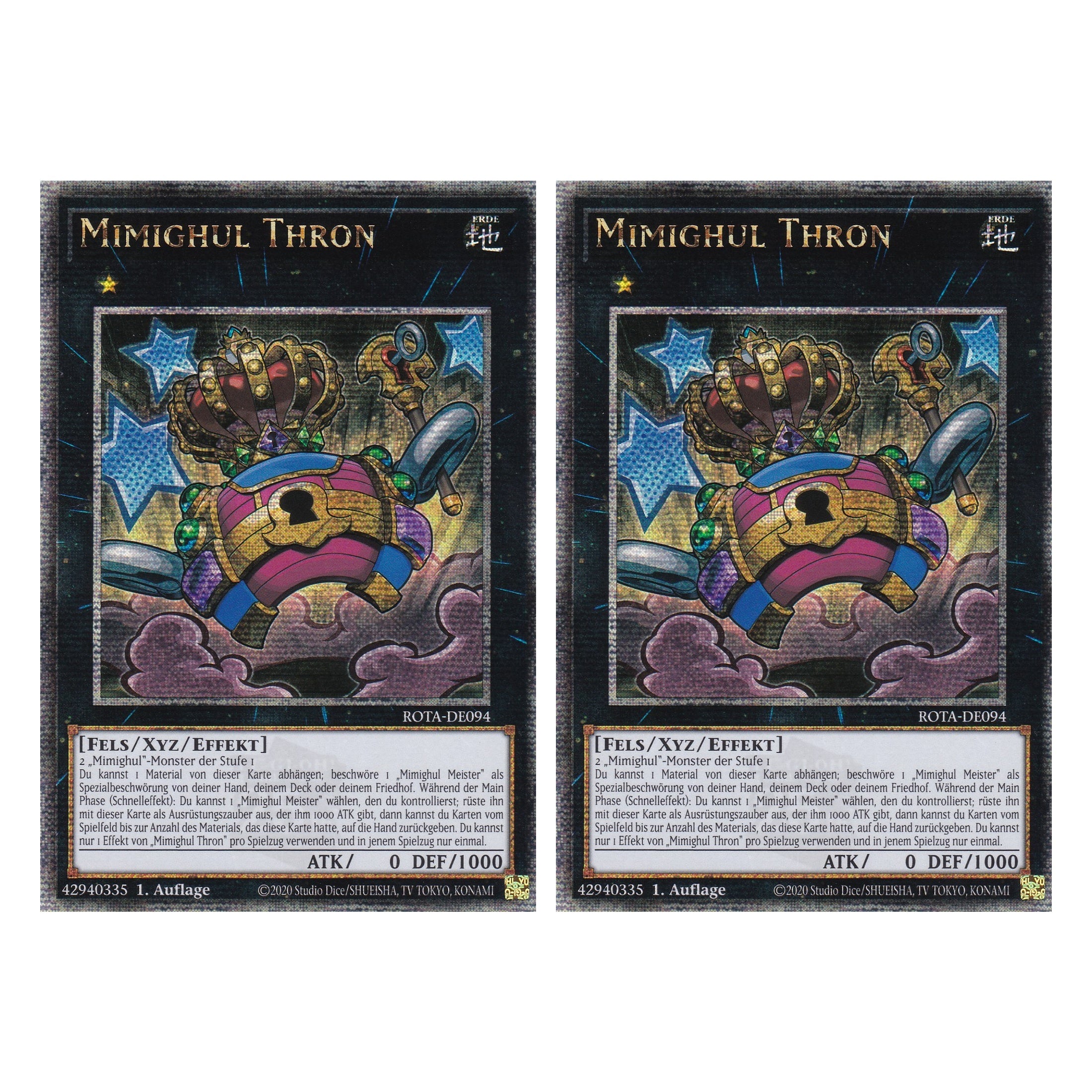Mimighul Thron - ROTA-DE094 - Quarter Century Secret Rare - Deutsch - 1. Auflage - Rage of the Abyss - Duo Set (2 Stück) - Yu-Gi-Oh!